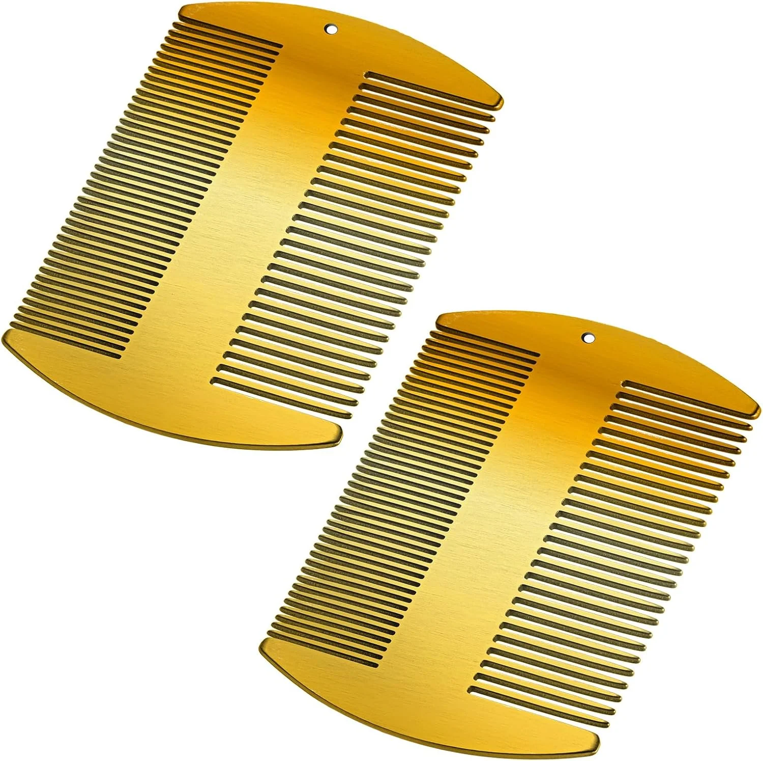 شانه مو فلزی Boao، بسته 2 عددی، مناسب برای خانم ها و آقایان، شانه استیل ضد زنگ برای ریش و سبیل، اندازه کارت اعتباری، جیبی، دندانه ریز، مناسب برای آرایشگاه، حالت دادن به مو، رفع شوره و باز کردن گره مو (طلایی)