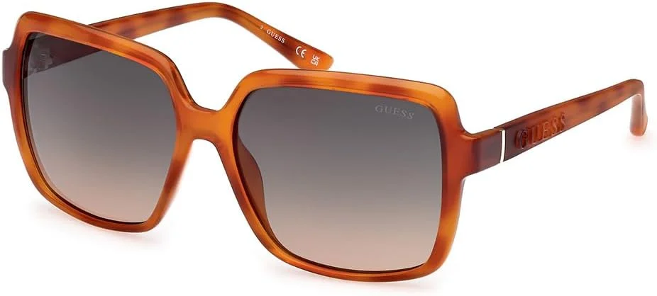 عینک آفتابی زنانه GUESS GU0015753P57 قهوه ای پلاستیکی مربعی با فریم کامل و محافظت UV