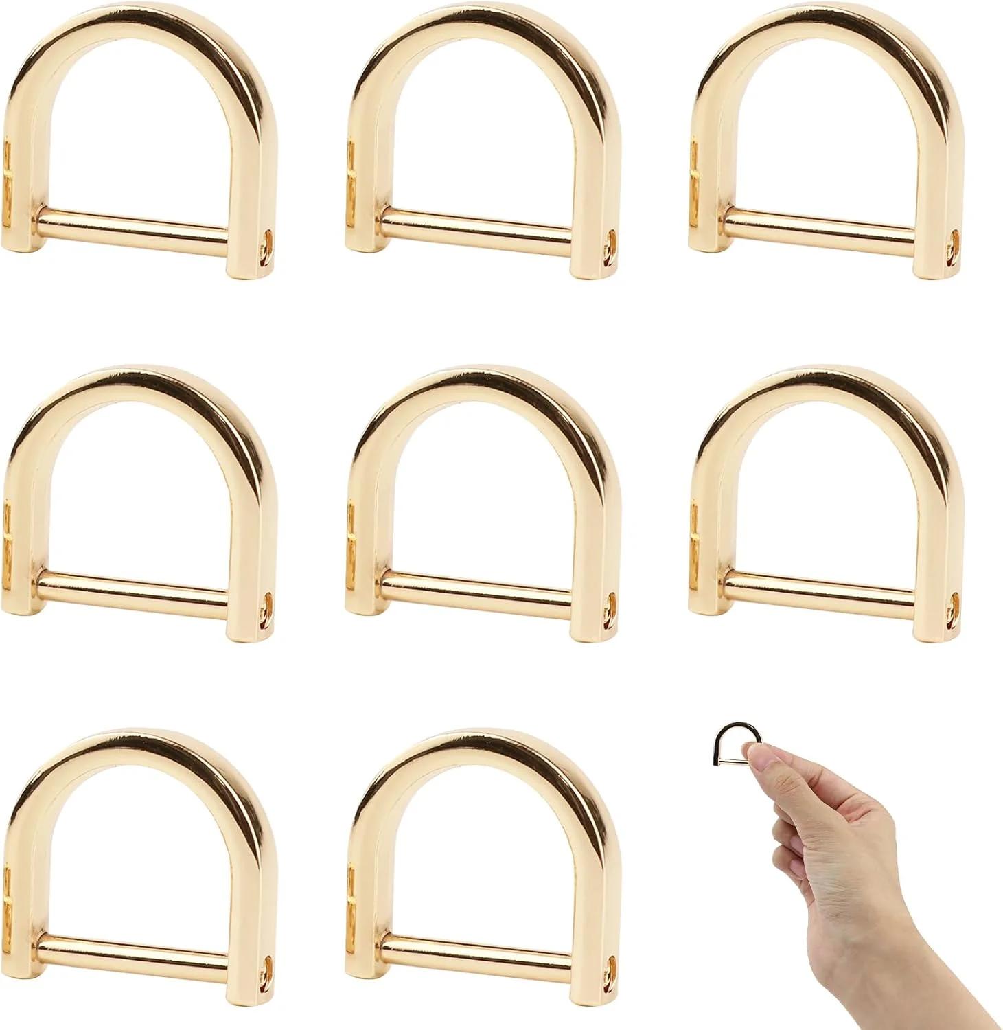 FERCAISH بسته 8 عددی حلقه D جداشدنی، نعل اسبی شکل U، سگک پیچی، حلقه D آلیاژ روی، برای کیف دستی، کیف پول، جاکلیدی، لوازم جانبی چرمی، صنایع دستی DIY