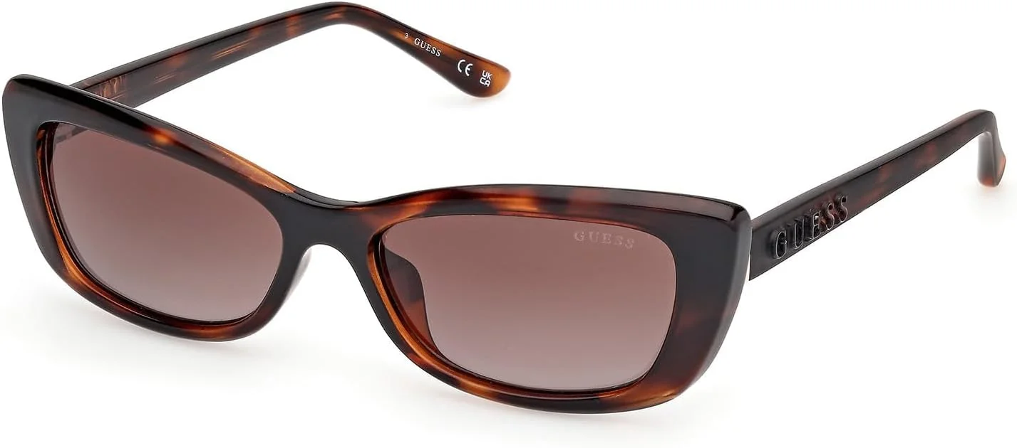 GUESS GU00156-H52F55 Brown Plastic Rectangular Full Rim Women UV Protection Sunglass