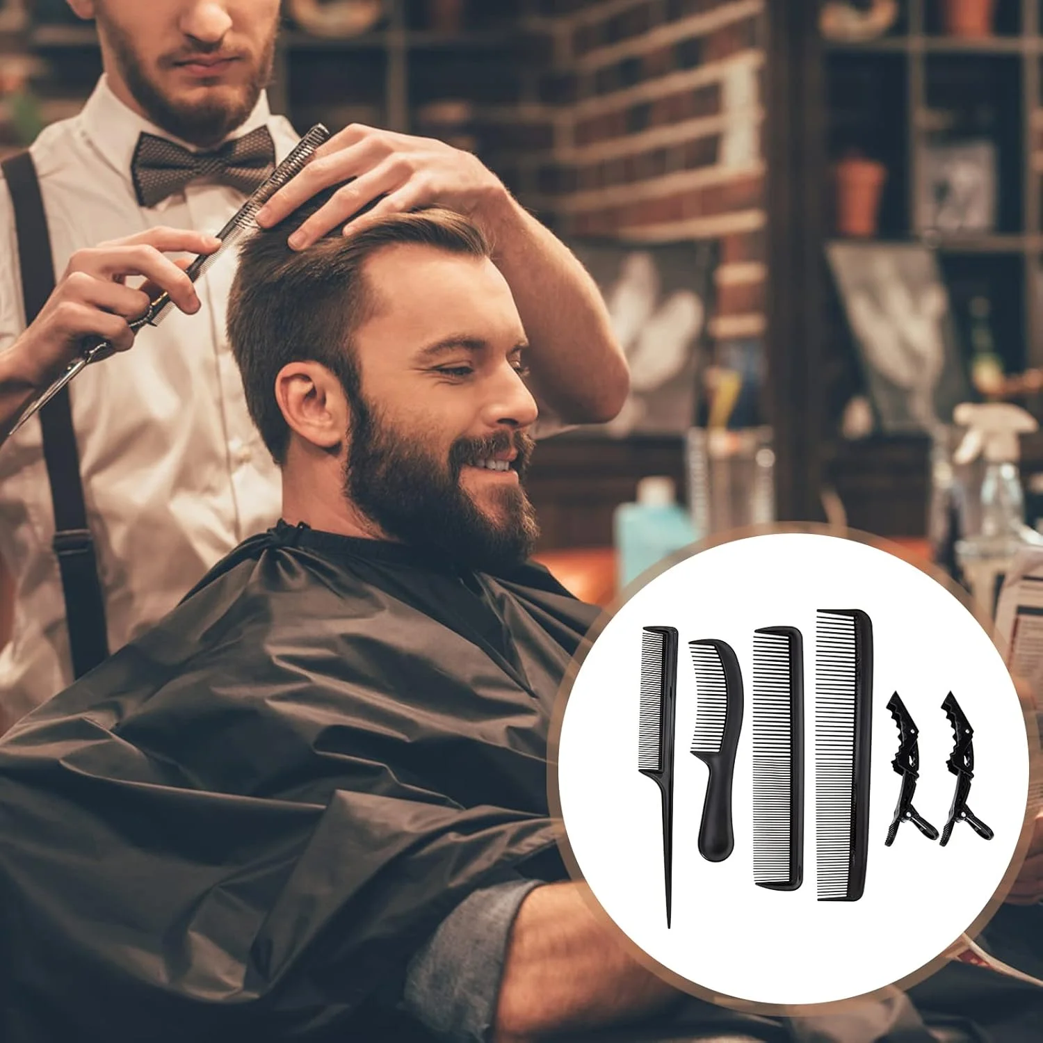 BEBALETY 1 ست برس مو آرایشگران حرفه ای، شانه دم موشی حالت دهنده، گیره مو