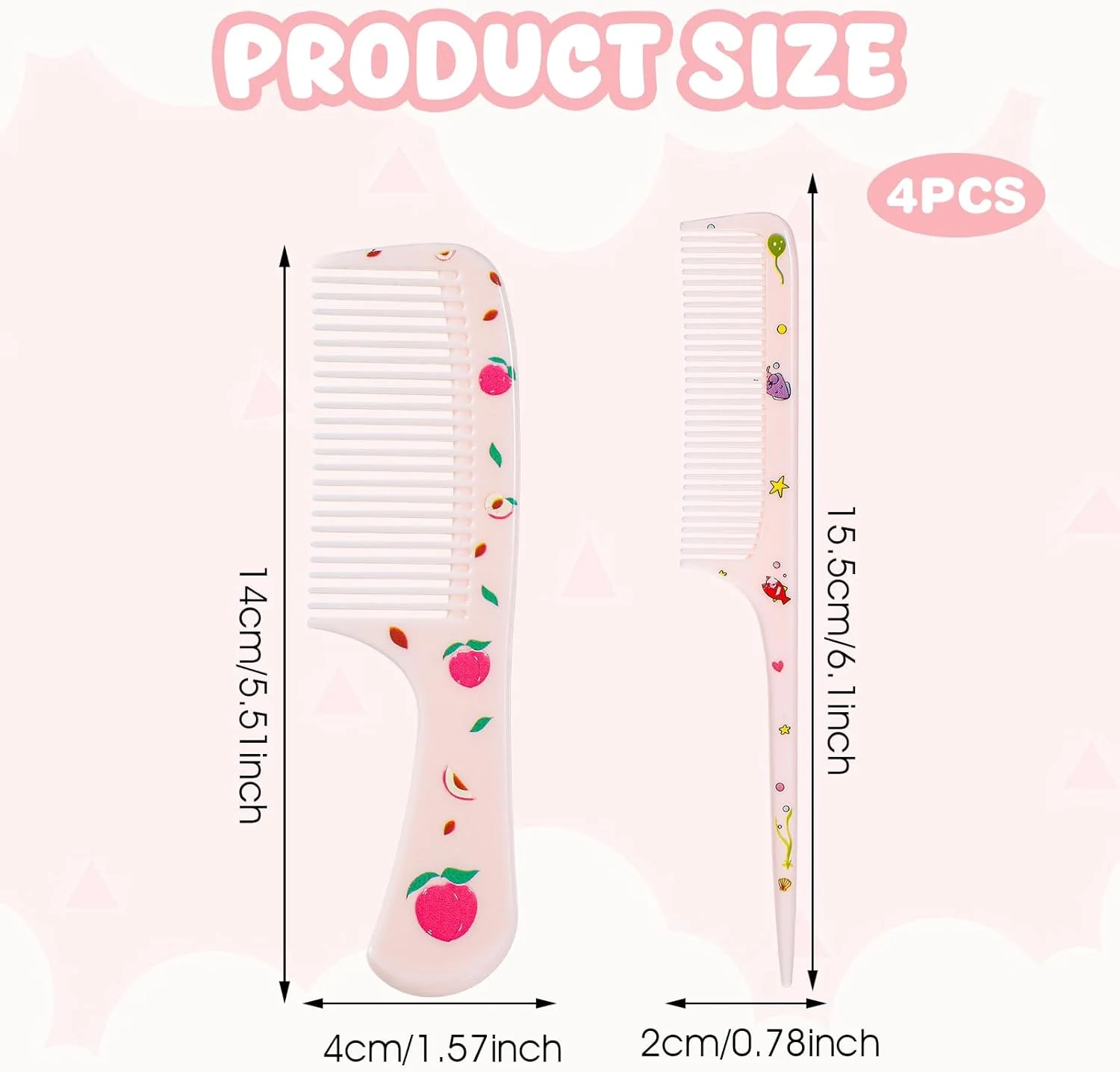 ست شانه نوزاد، شانه کوچک و ظریف مناسب کودک نوپا و شانه دم موشی برای حالت دادن مو، شانه موی پلاستیکی صورتی برای جدا کردن مو، شانه کوچک ضد الکتریسیته ساکن برای موهای خیس و خشک دخترانه (2 عدد)