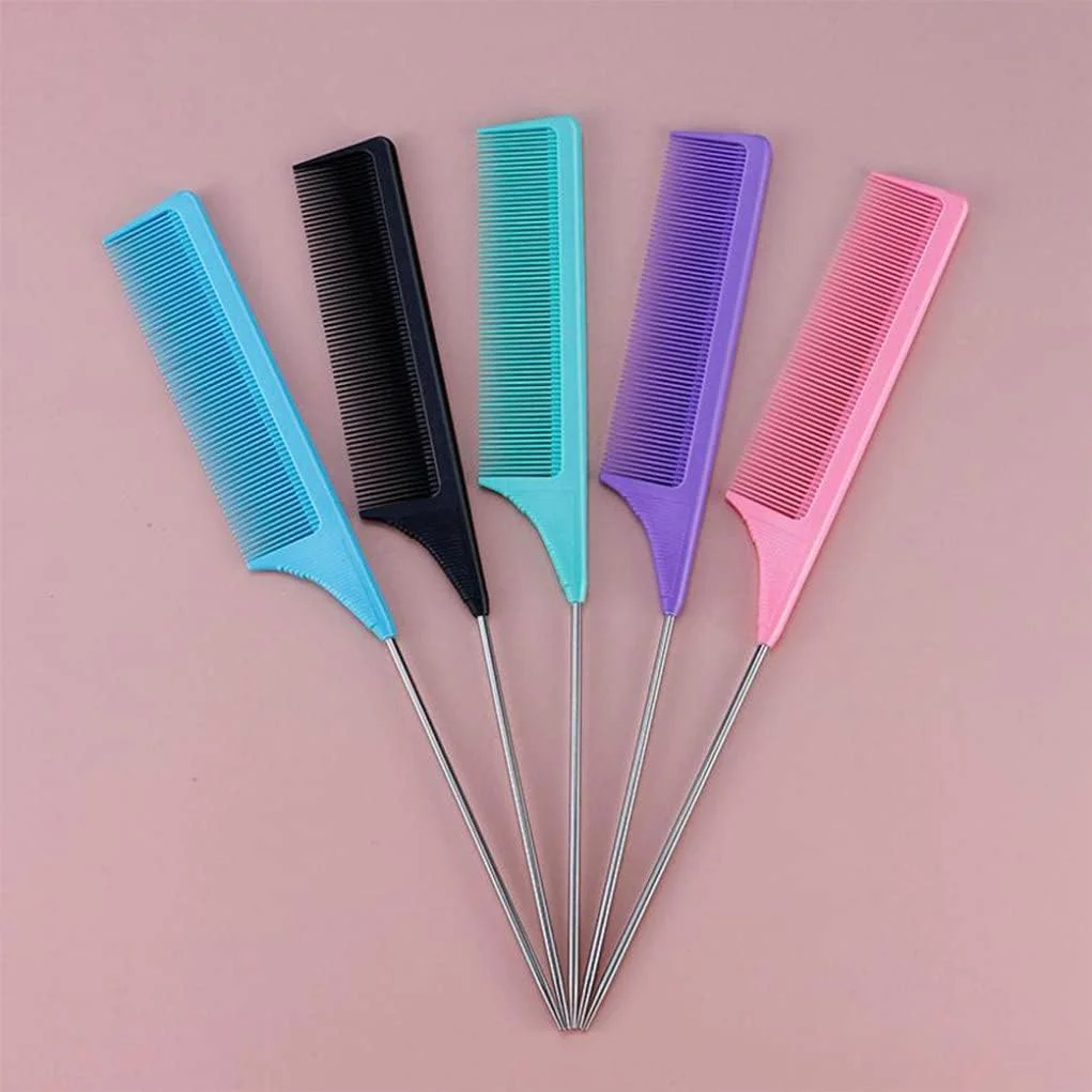 شانه دم باریک ضد الکتریسیته ساکن، شانه موی دم موشی مقاوم در برابر حرارت با دندانه های ظریف - صورتی