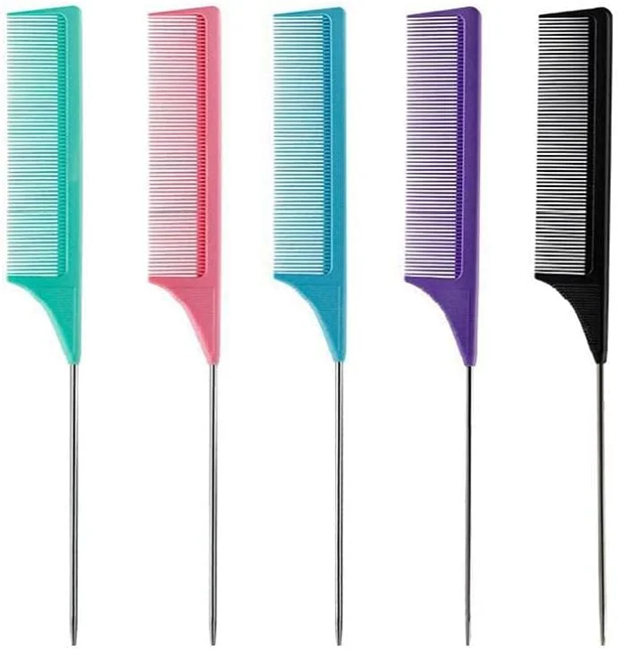 شانه دم باریک ضد الکتریسیته ساکن AntiHEJLZC با پین فلزی مقاوم در برابر حرارت و دندانه های ظریف، سبز، مناسب حالت دهی و فر کردن مو