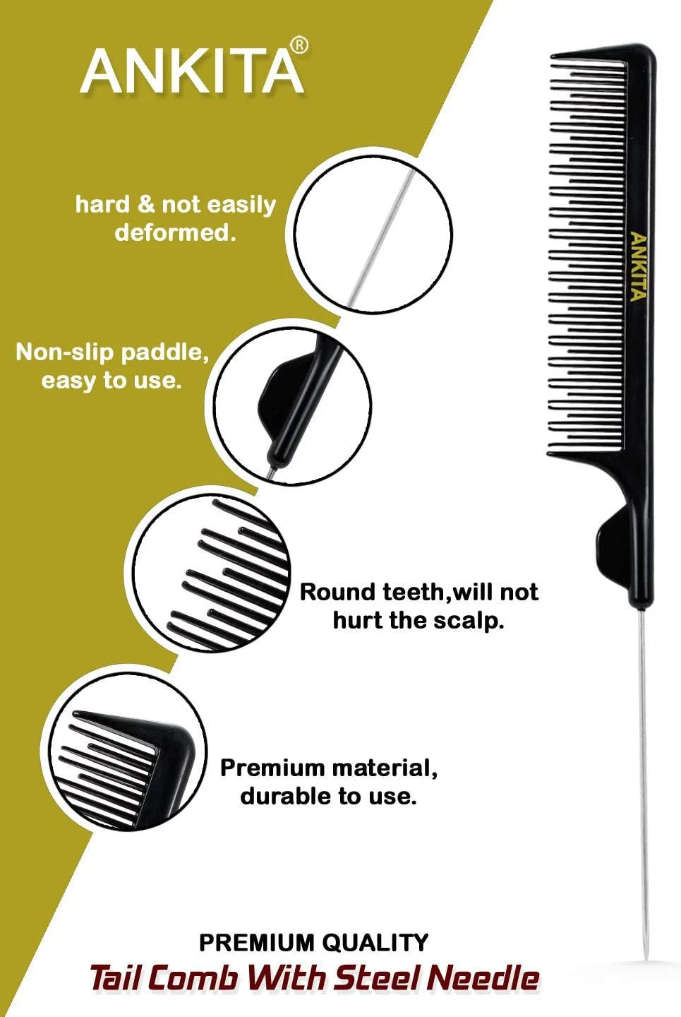 شانه دم موشی کربنی مشکی آنکیتا (936)