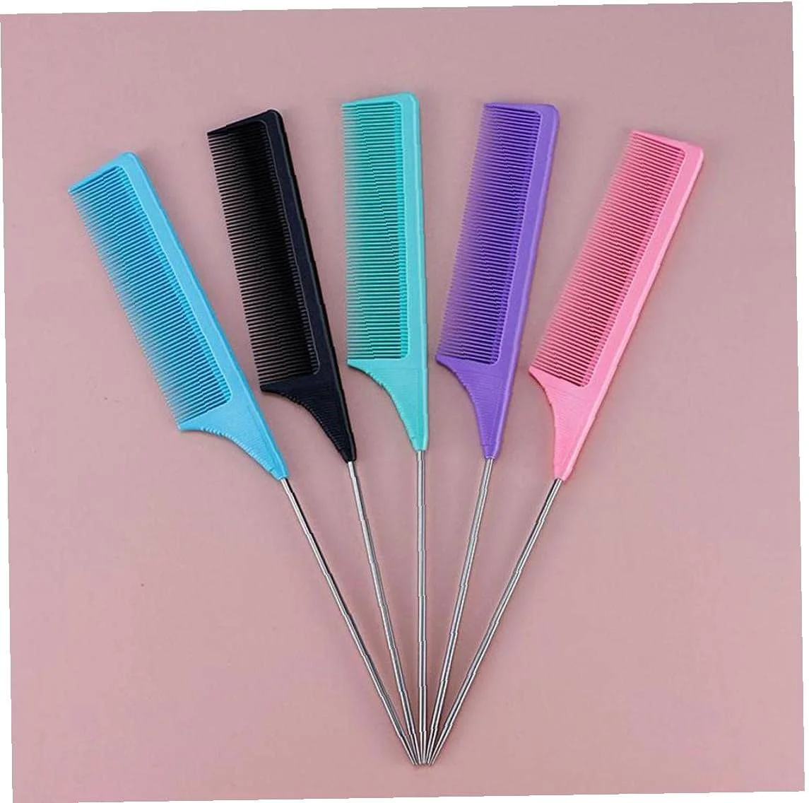 شانه دم باریک ضد الکتریسیته ساکن با پین فلزی مقاوم در برابر حرارت، شانه موی دم موشی با دندانه های ظریف، شانه کیسه هوای ضد الکتریسیته ساکن آبی