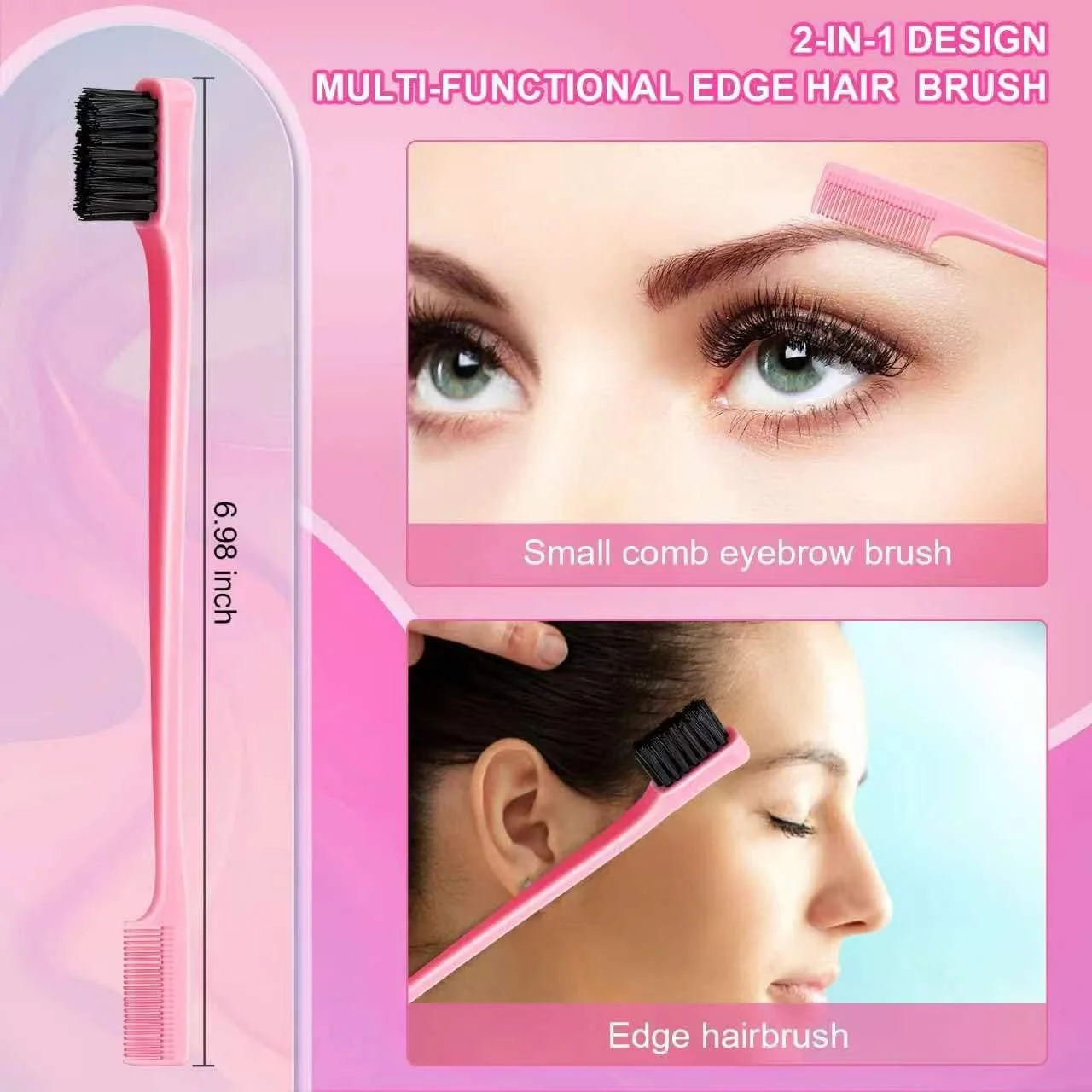 مجموعه 4 عددی برس مو و شانه حالت دهی آنمیچیو، شامل برس لبه موی مویی، شانه پوش دهنده، شانه دم موشی و شانه دندانه پهن برای شانه کردن، صاف کردن و حالت دادن موی زنان، دختران و مردان (صورتی)