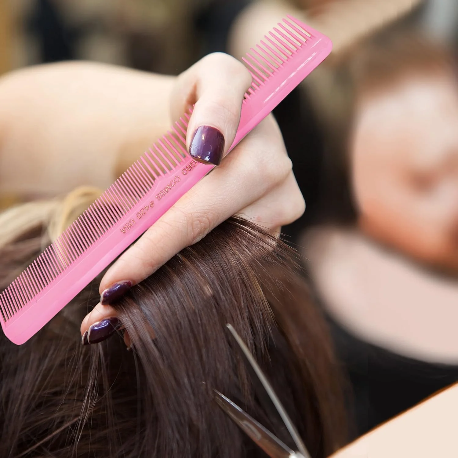 مجموعه شانه دم باریک و آرایشگری Allegro Combs، شانه حالت دهنده دم موشی، مردانه زنانه بچگانه، صورتی تازه