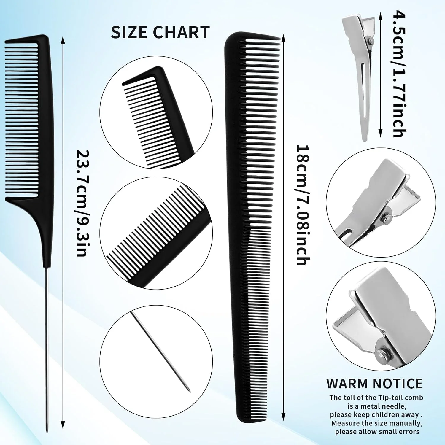 مجموعه شانه مو 22 تکه Abeillo، شامل شانه قفل مو، شانه دم موش، به همراه 50 عدد گیره Dreadlocks، گیره Loc برای بازپیچش، شانه باریک کننده مو و گیره موی دوشاخه برای انواع موهای مجعد مردانه و زنانه