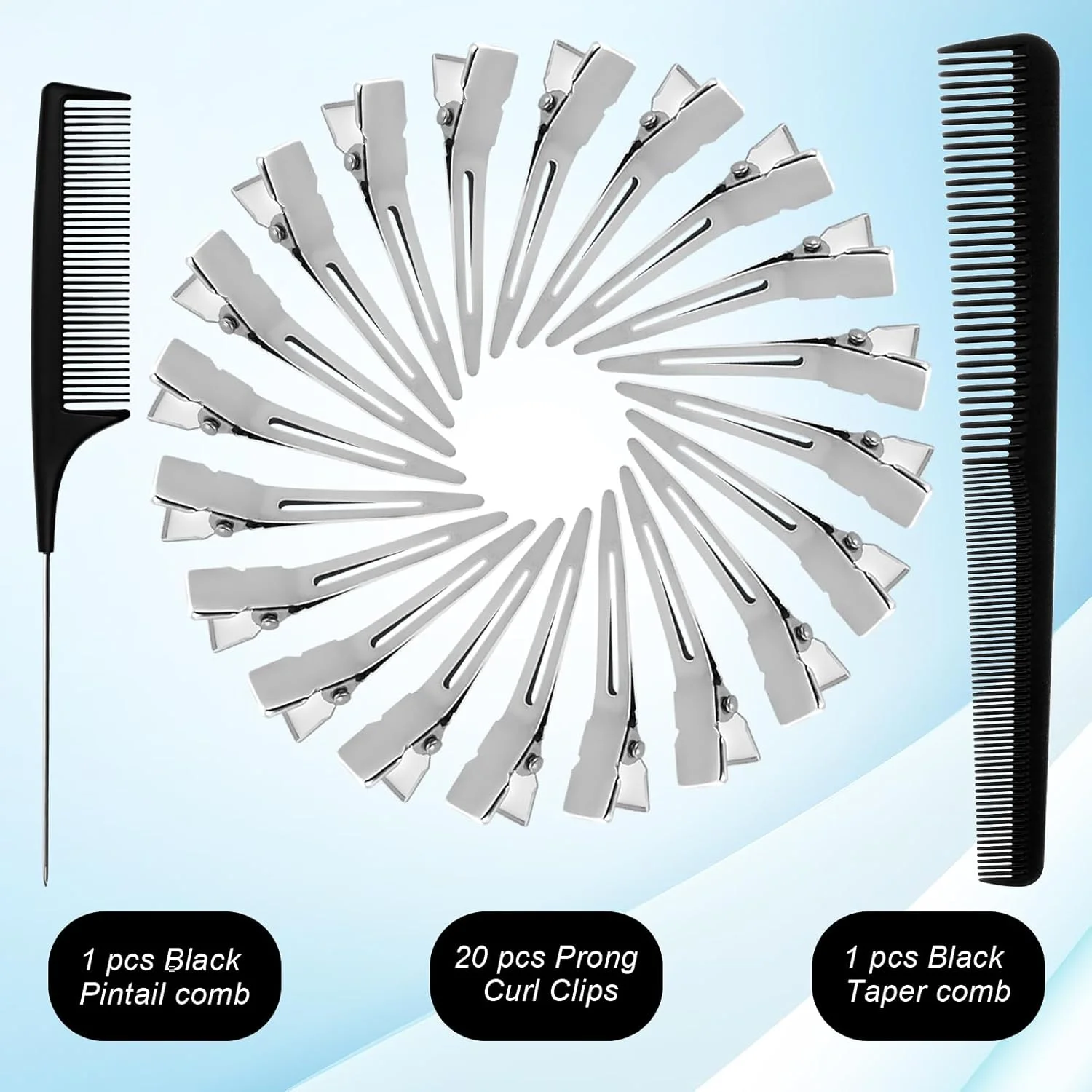 مجموعه شانه مو 22 تکه Abeillo، شامل شانه قفل مو، شانه دم موش، به همراه 50 عدد گیره Dreadlocks، گیره Loc برای بازپیچش، شانه باریک کننده مو و گیره موی دوشاخه برای انواع موهای مجعد مردانه و زنانه