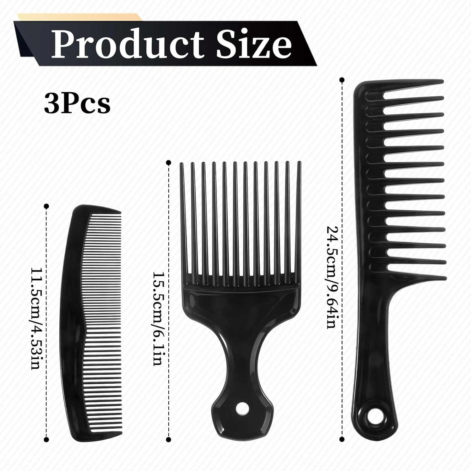 ست شانه آفرو، شانه دندانه پهن و شانه جیبی مردانه، ست 3 عددی شانه مو و ریش مردانه، شانه دندانه درشت فیبر کربنی برای باز کردن گره مو، برس ابزار آرایشگری برای ریش، موهای بلند، ضخیم و مجعد آفریقایی