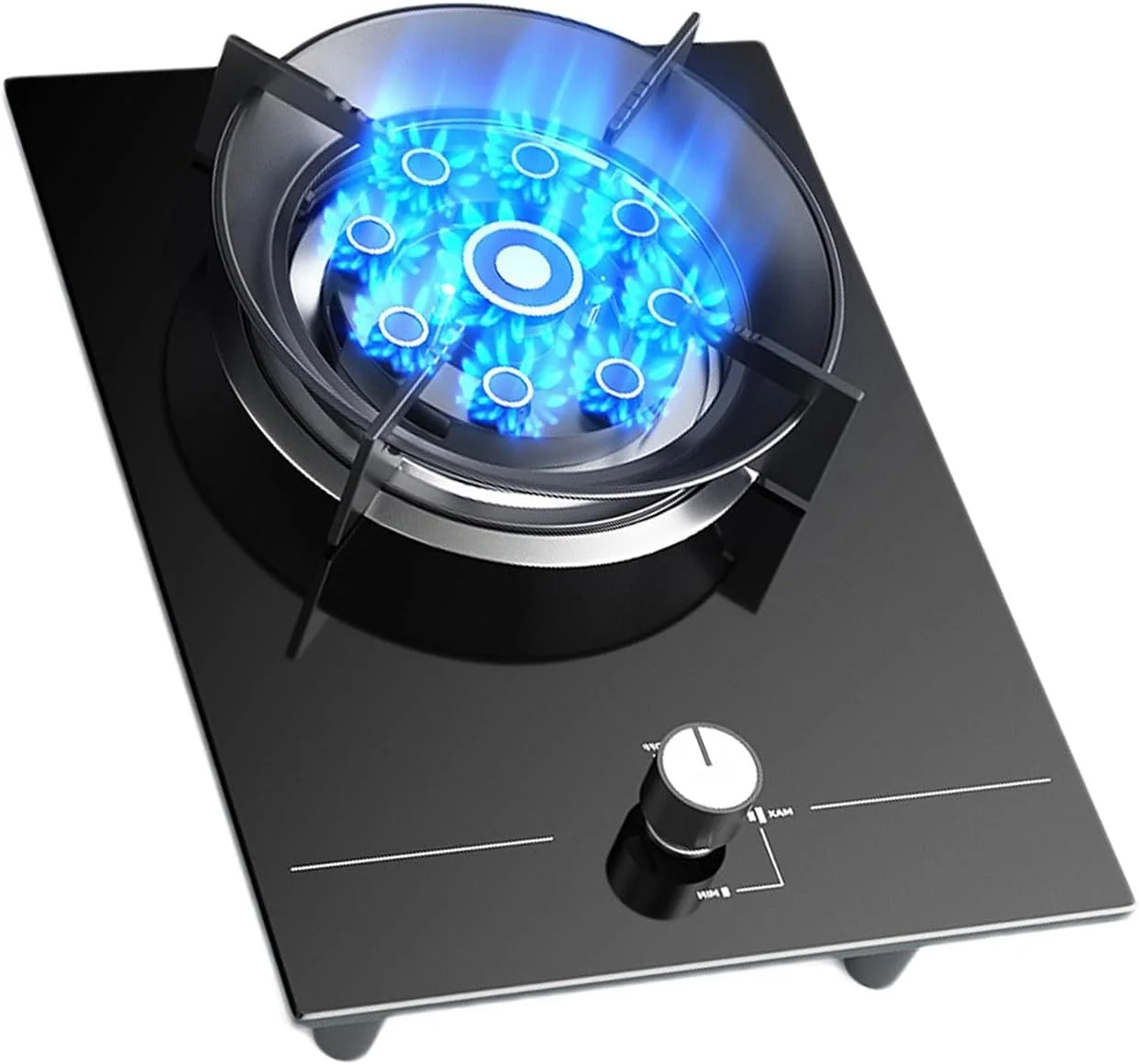 اجاق گاز تک شعله BXKCFYBSQ، اجاق گاز قابل حمل، 5.2 کیلووات، اجاق گاز نه حفره ای با حرارت بالا، اجاق گاز تبدیل گاز/گاز مایع، با محافظت در برابر خاموش شدن شعله، برای آشپزخانه منزل (گاز طبیعی)