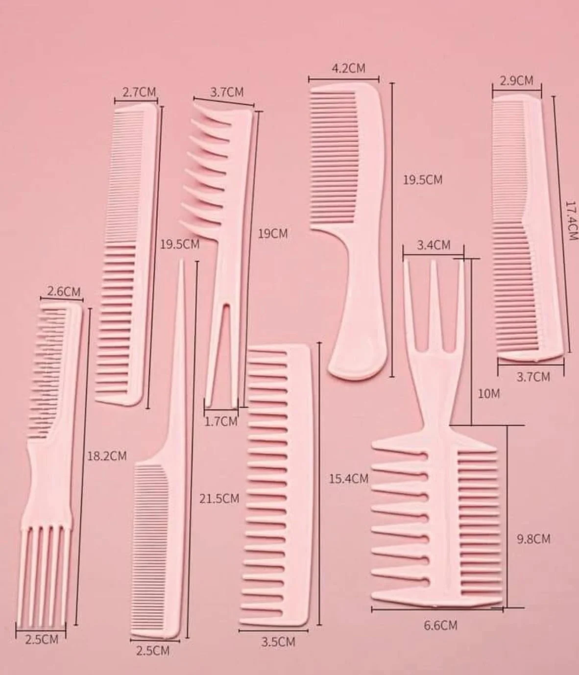 8 Elite HAIR COMB Set -Detangling, Teasing Comb, Edge Hair, Fine Tooth, Afro 3a To 4c, Straight, Curly, Frizzy, Hair, Wet Or Dry