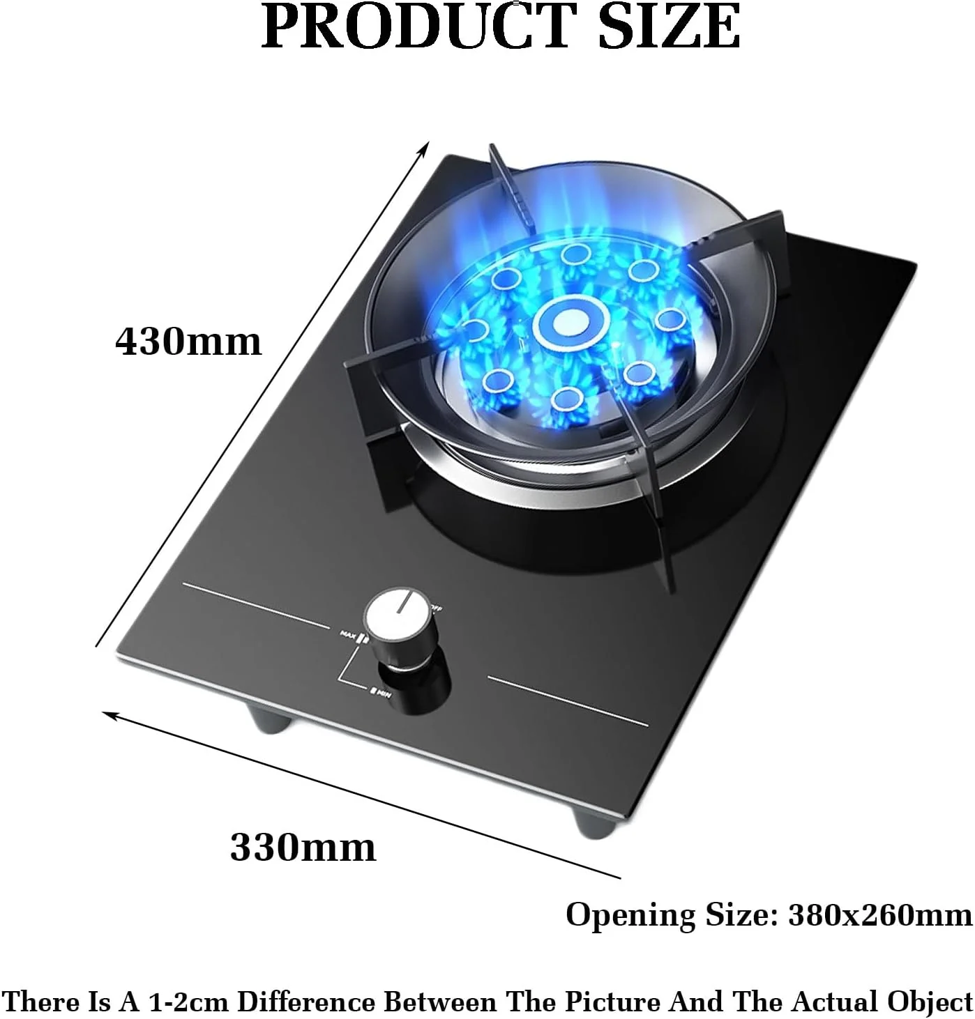اجاق گاز تک شعله BXKCFYBSQ، اجاق گاز قابل حمل، 5.2 کیلووات، اجاق گاز نه حفره ای با حرارت بالا، اجاق گاز تبدیل گاز/گاز مایع، با محافظت در برابر خاموش شدن شعله، برای آشپزخانه منزل (گاز طبیعی)