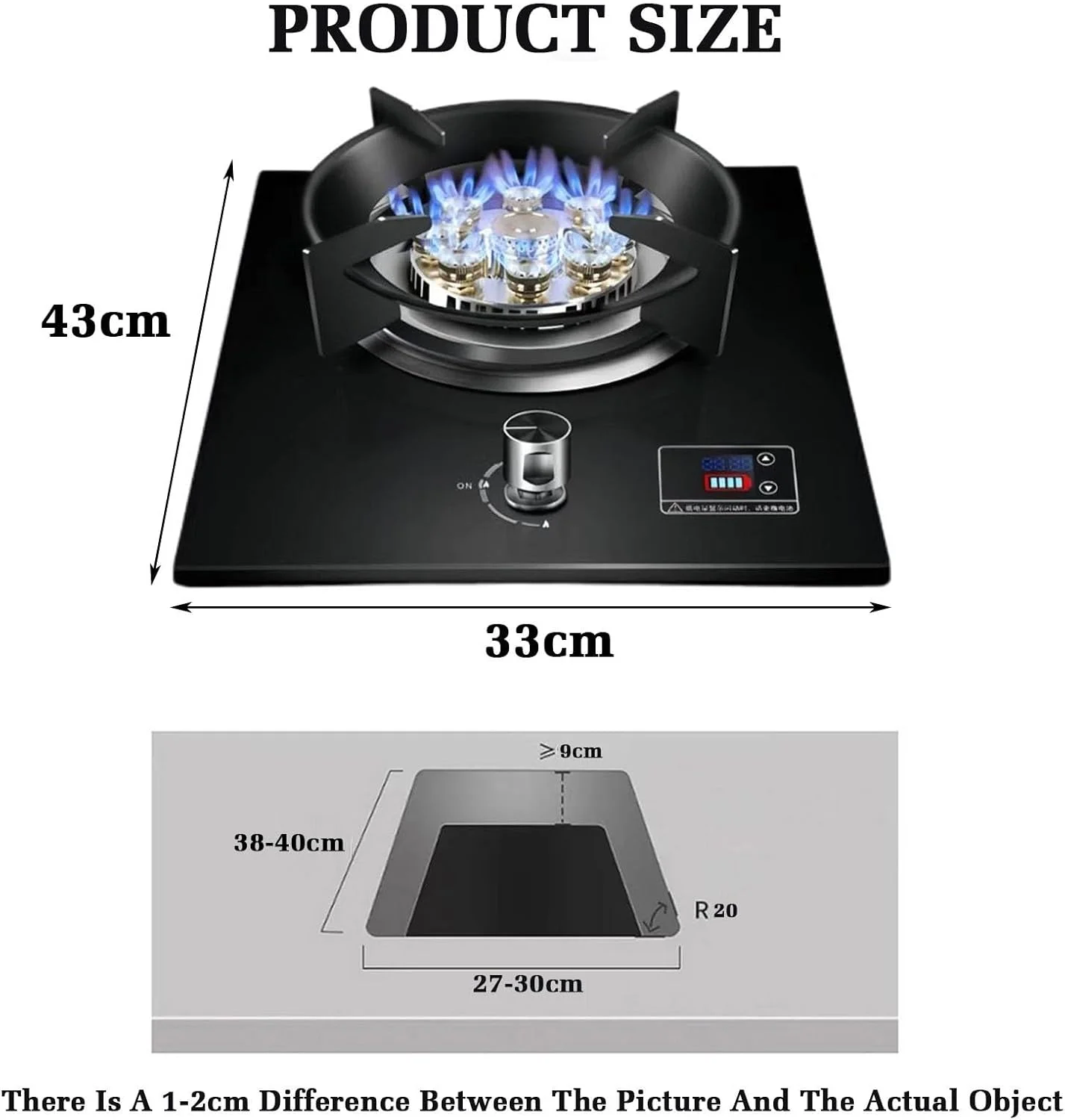 اجاق گاز BXKCFYBSQ، ۴۳ سانتی متر، اجاق گاز تک شعله، ۷.۲ کیلووات، تایمر با حرارت بالا نه حفره ای، تبدیل گاز/گاز مایع، با محافظت در برابر خاموش شدن شعله، برای آشپزخانه های خانگی (LPG)