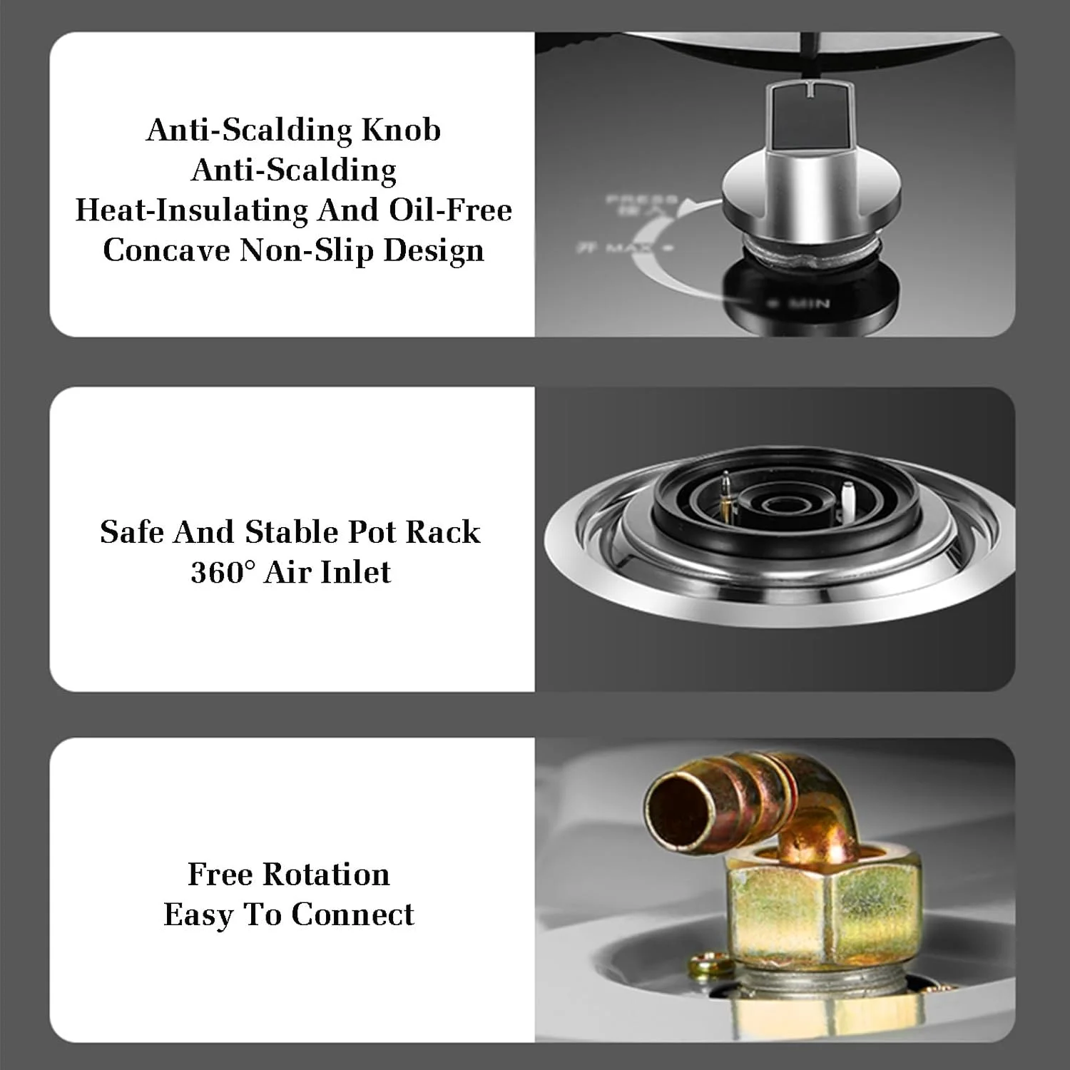 اجاق گاز تک شعله BXKCFYBSQ، 5.2 کیلووات، تایمر با حرارت بالا، تبدیل گاز/گاز مایع، با محافظت در برابر خاموش شدن شعله، برای آشپزخانه منزل (گاز مایع)