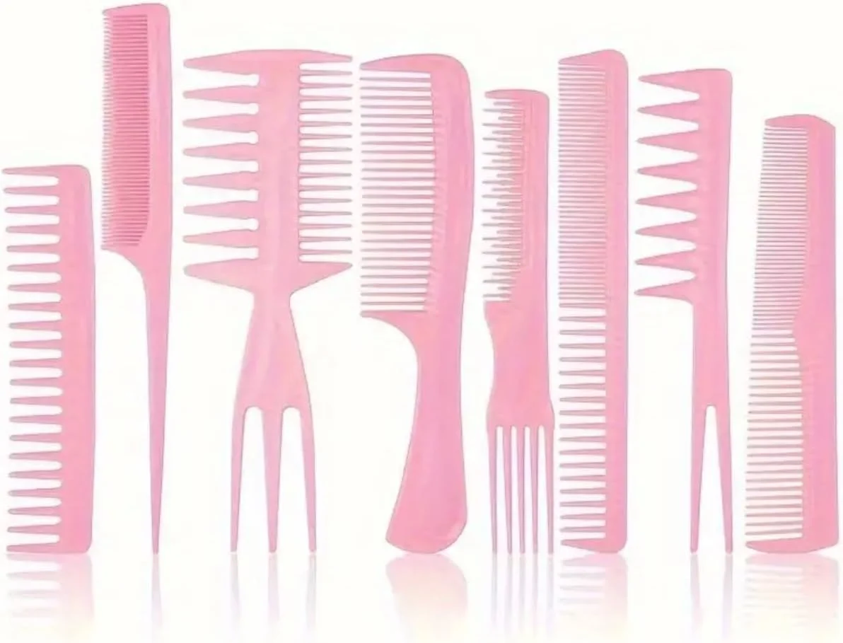 8 Elite HAIR COMB Set -Detangling, Teasing Comb, Edge Hair, Fine Tooth, Afro 3a To 4c, Straight, Curly, Frizzy, Hair, Wet Or Dry
