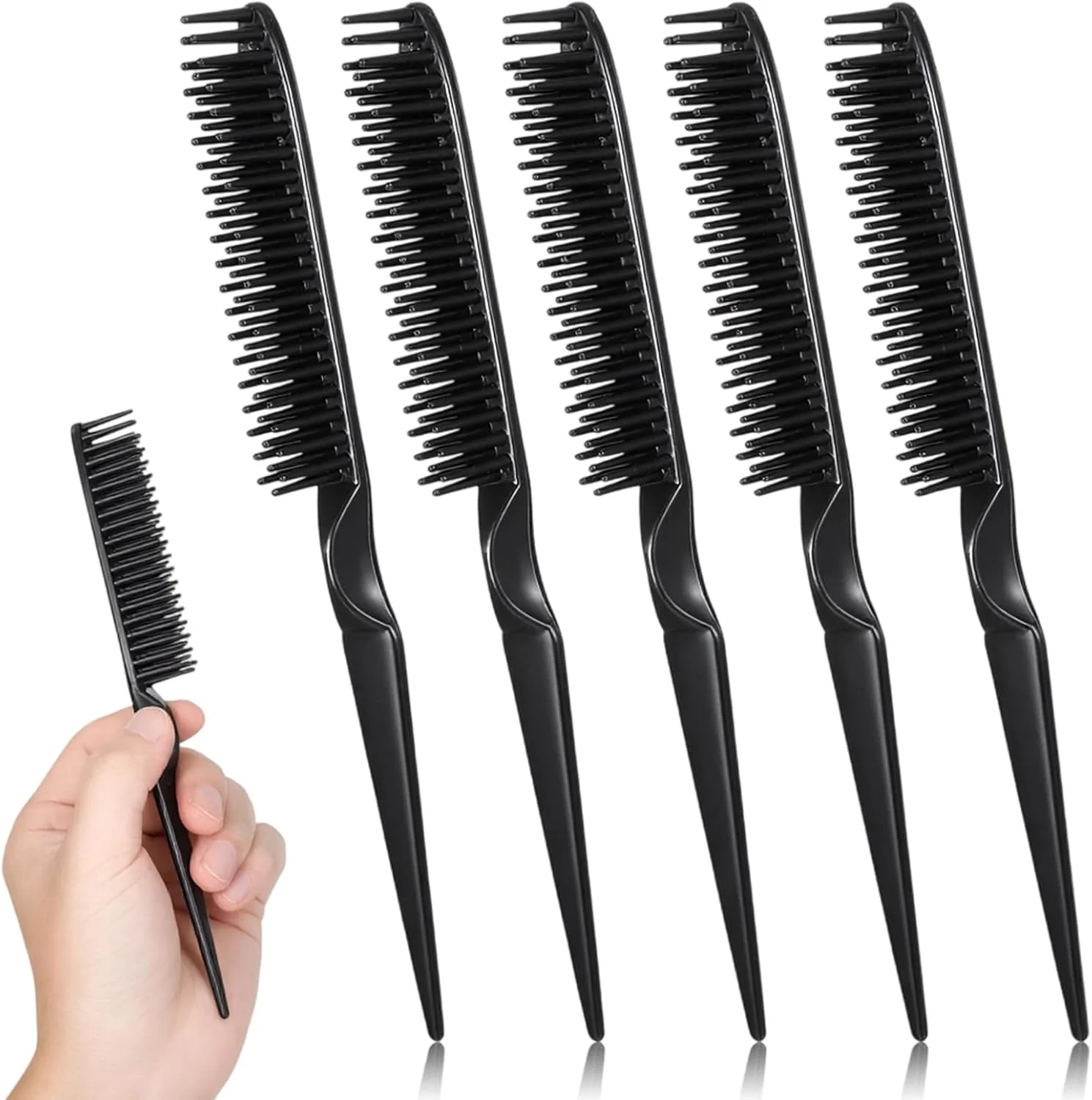 ست 6 عددی شانه مو 3 ردیفه برای حالت دادن به مو، شانه دندانه دار برای باز کردن گره موهای فر طبیعی، برس حالت دهنده مو، شانه دم موشی انعطاف پذیر برای باز کردن گره، مشخص کردن فرها، تقسیم بندی مو، مناسب برای زنان و مردان، مشکی