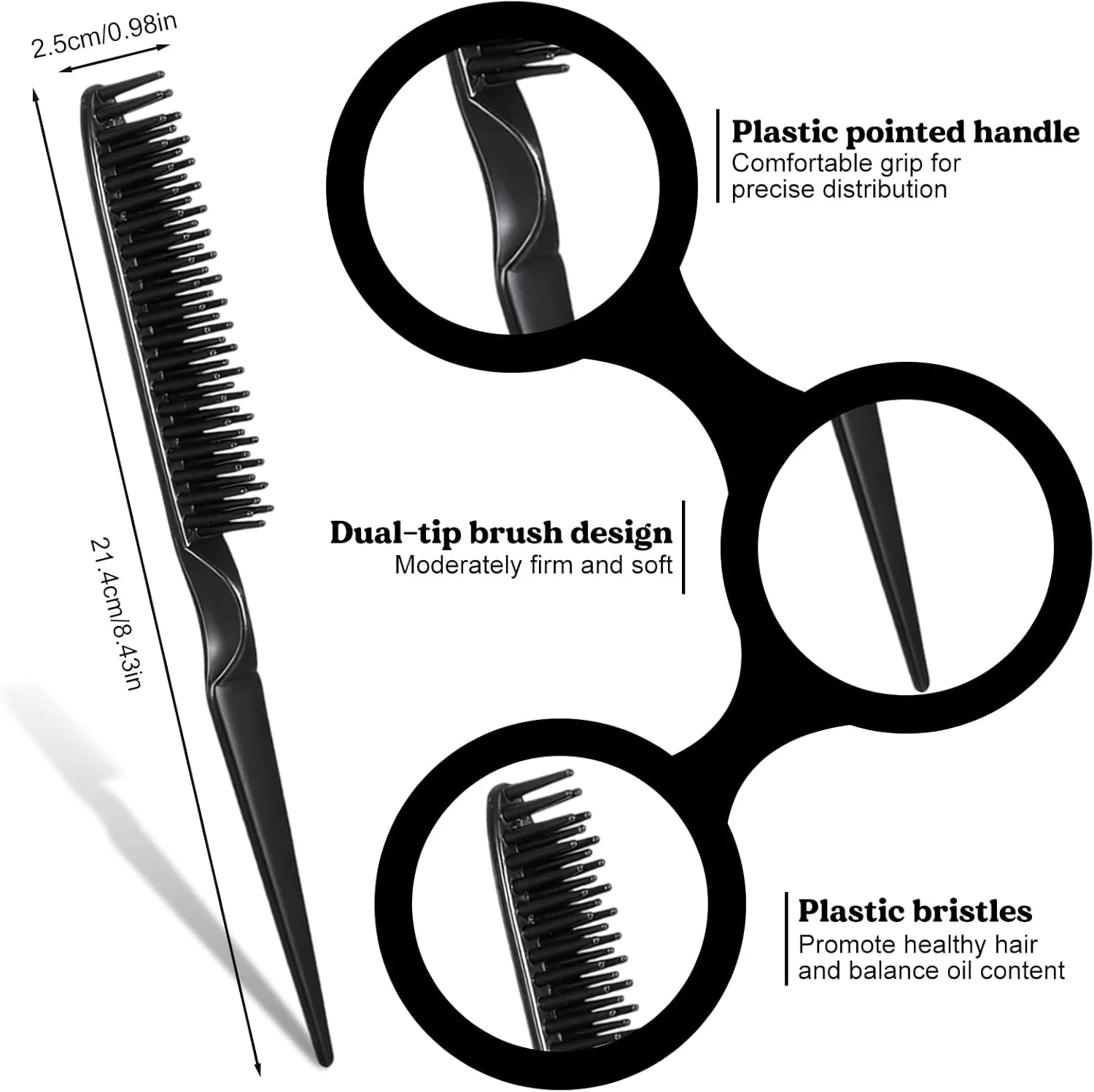 ست 6 عددی شانه مو 3 ردیفه برای حالت دادن به مو، شانه دندانه دار برای باز کردن گره موهای فر طبیعی، برس حالت دهنده مو، شانه دم موشی انعطاف پذیر برای باز کردن گره، مشخص کردن فرها، تقسیم بندی مو، مناسب برای زنان و مردان، مشکی