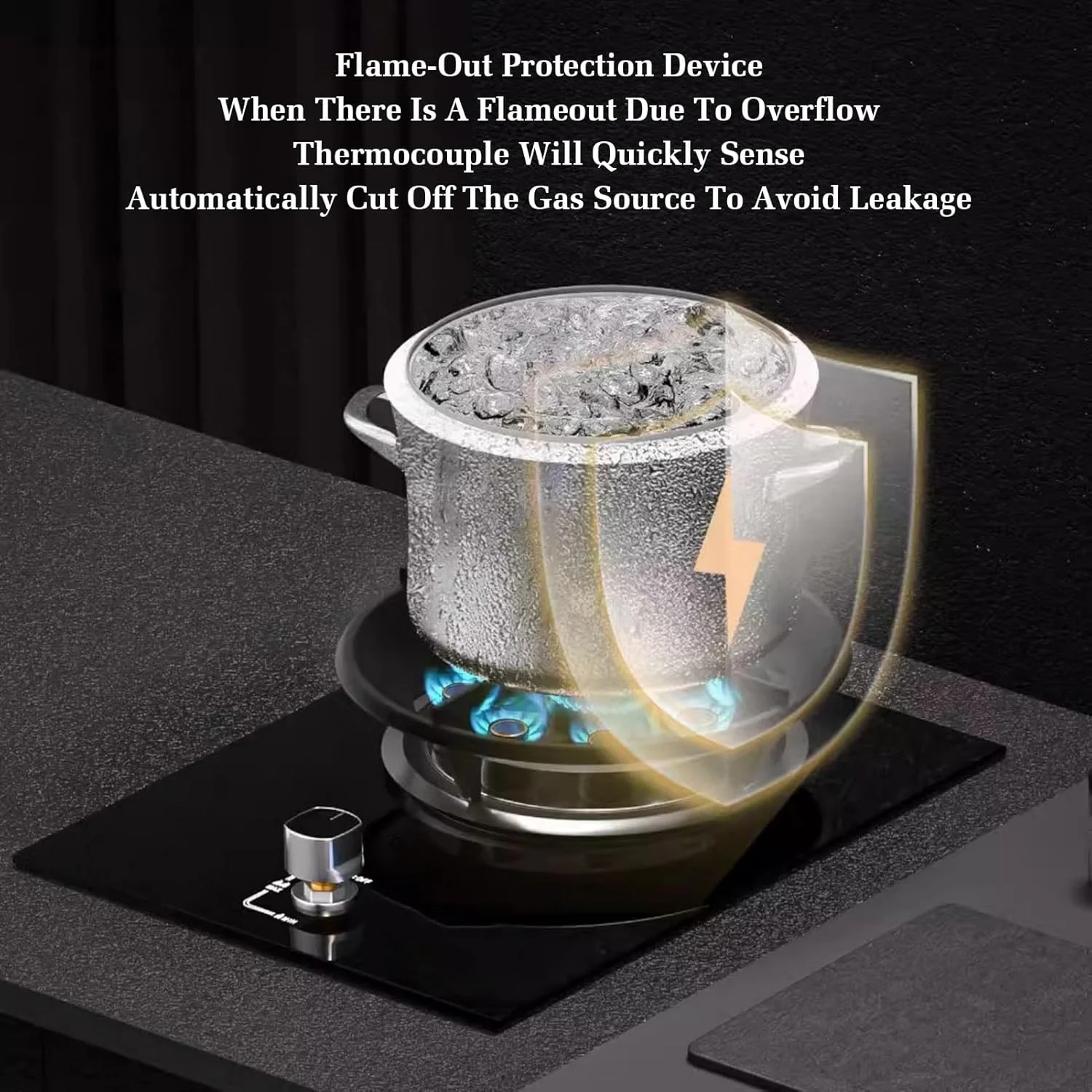 اجاق گاز تک شعله BXKCFYBSQ، اجاق گاز 5.2 کیلوواتی با شعله قوی نه محفظه ای، قابلیت تبدیل گاز/گاز مایع، با محافظت در برابر خاموش شدن شعله، برای آشپزخانه های خانگی (گاز طبیعی)