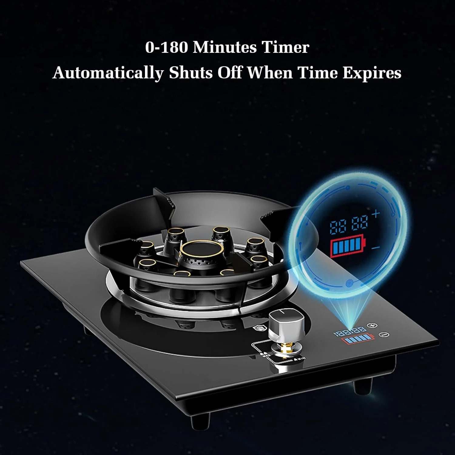 اجاق گاز تک شعله BXKCFYBSQ، اجاق گاز کمپینگ 5.2 کیلووات، اجاق گاز تبدیل گاز/گاز مایع، با دستگاه محافظت در برابر خاموش شدن تصادفی شعله، برای آشپزخانه منزل (گاز مایع)