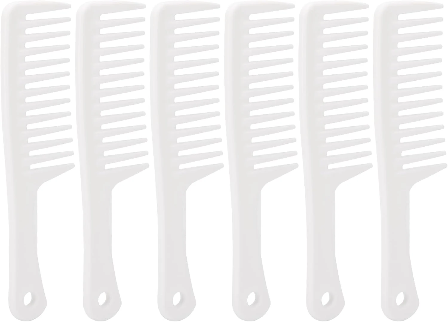 شانه مو 6 عددی شامل شانه دندانه پهن، شانه دندانه ریز سفید بزرگ و شانه دم موشی، 23.6 سانتی متر طول * 6.1 سانتی متر عرض