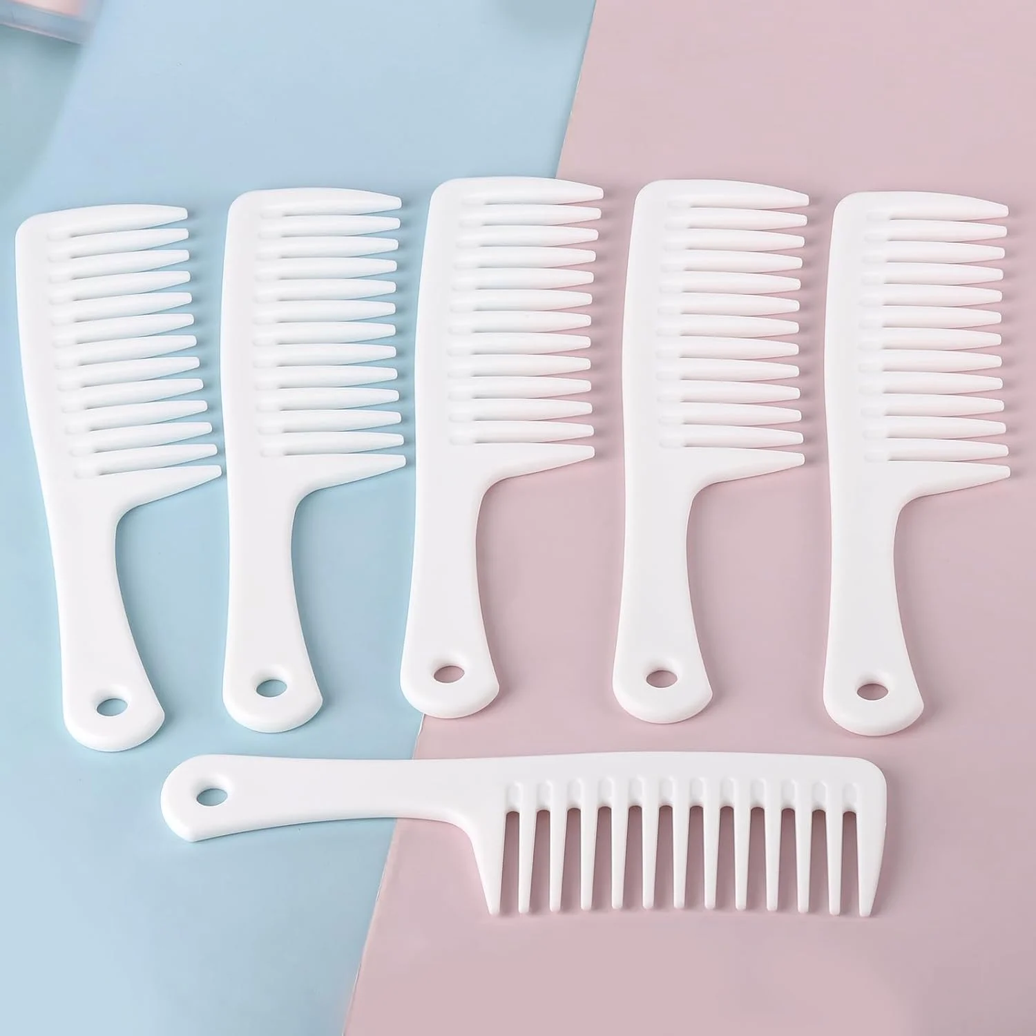 شانه مو 6 عددی شامل شانه دندانه پهن، شانه دندانه ریز سفید بزرگ و شانه دم موشی، 23.6 سانتی متر طول * 6.1 سانتی متر عرض