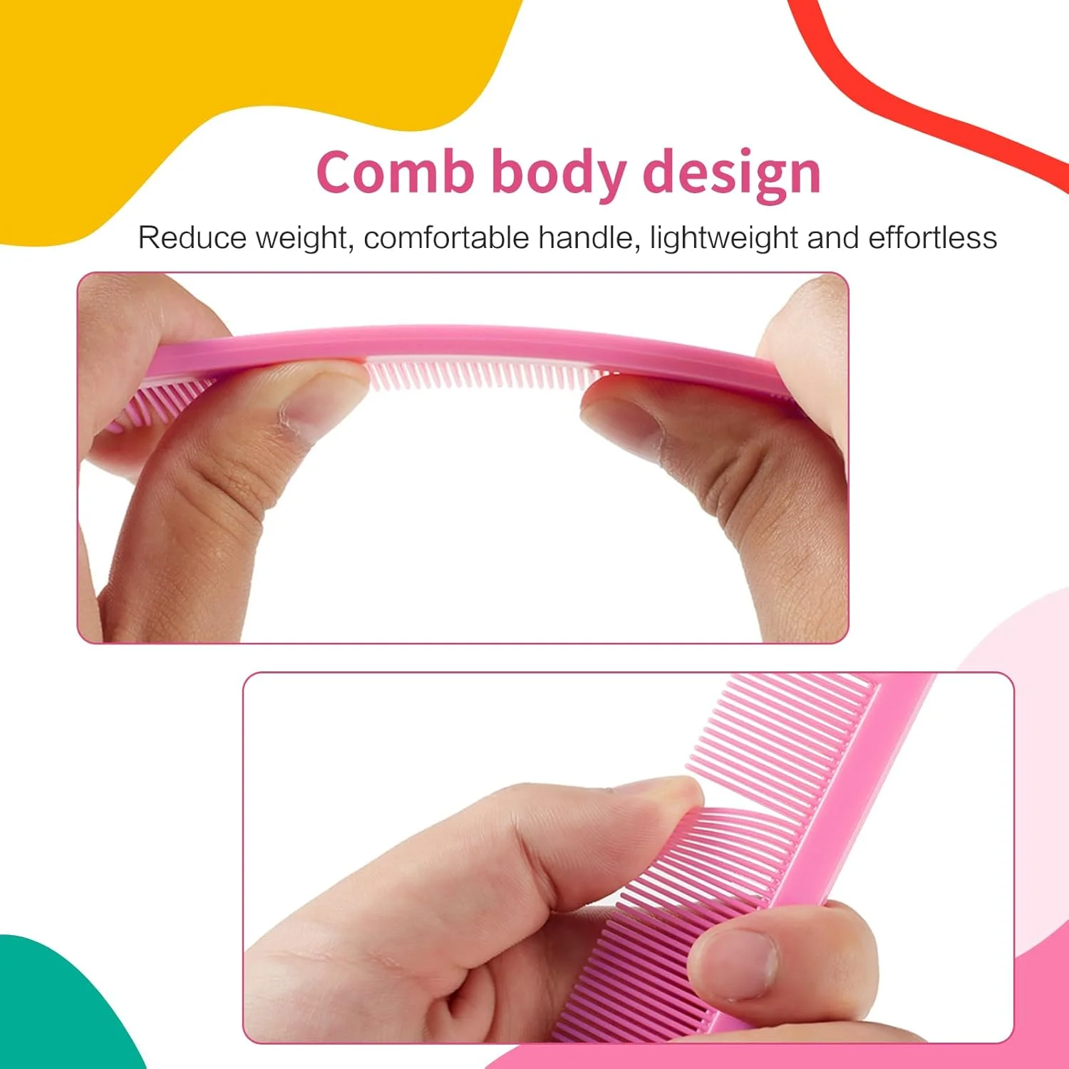 ست 5 عددی شانه مو - شانه‌های دم باریک ضد الکتریسیته ساکن - شانه‌های دندانه ریز - شانه‌های دم سوزنی جداکننده مو - شانه آرایشگری سالنی با دسته استیل ضد زنگ - شانه مو برای زنان و مردان