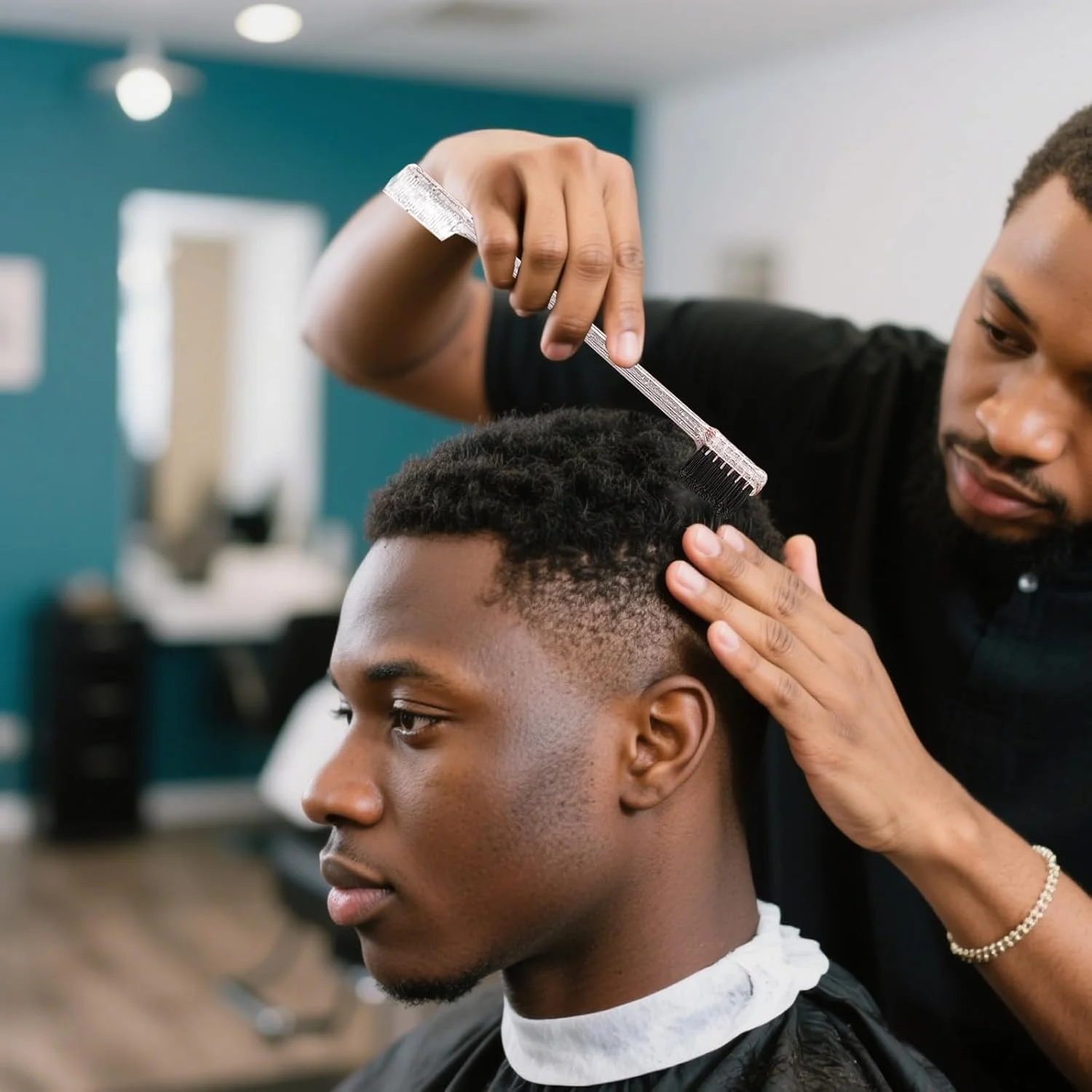 ست شانه حالت دهنده مو 4 عددی، برس لبه دو طرفه، شانه پوش دهنده مو دم موشی، شانه‌ها برای زنان، کنترل لبه، موهای پلاستیکی، برای خانه، آرایشگاه‌ها، صورتی نقره‌ای شفاف