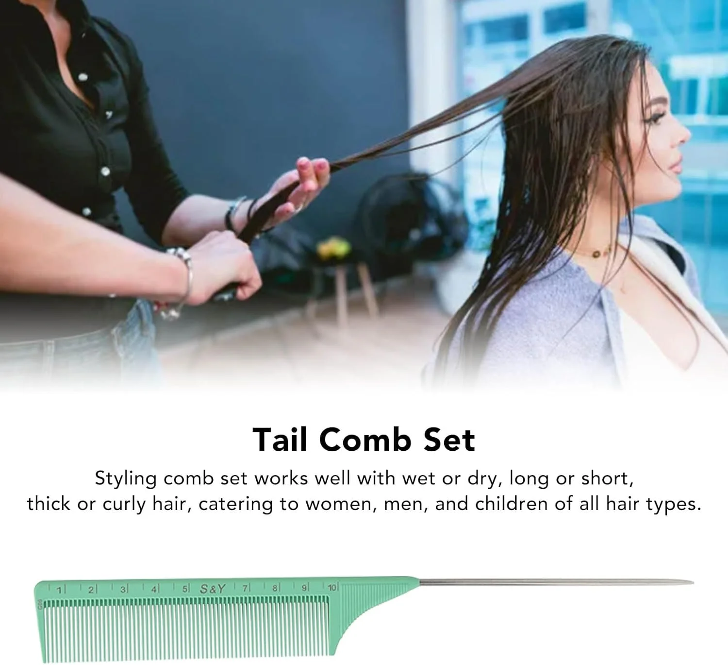 3PCS Tail Comb Set Parting Sectioning Portable Hair Styling Rat Tail Comb for Makeup