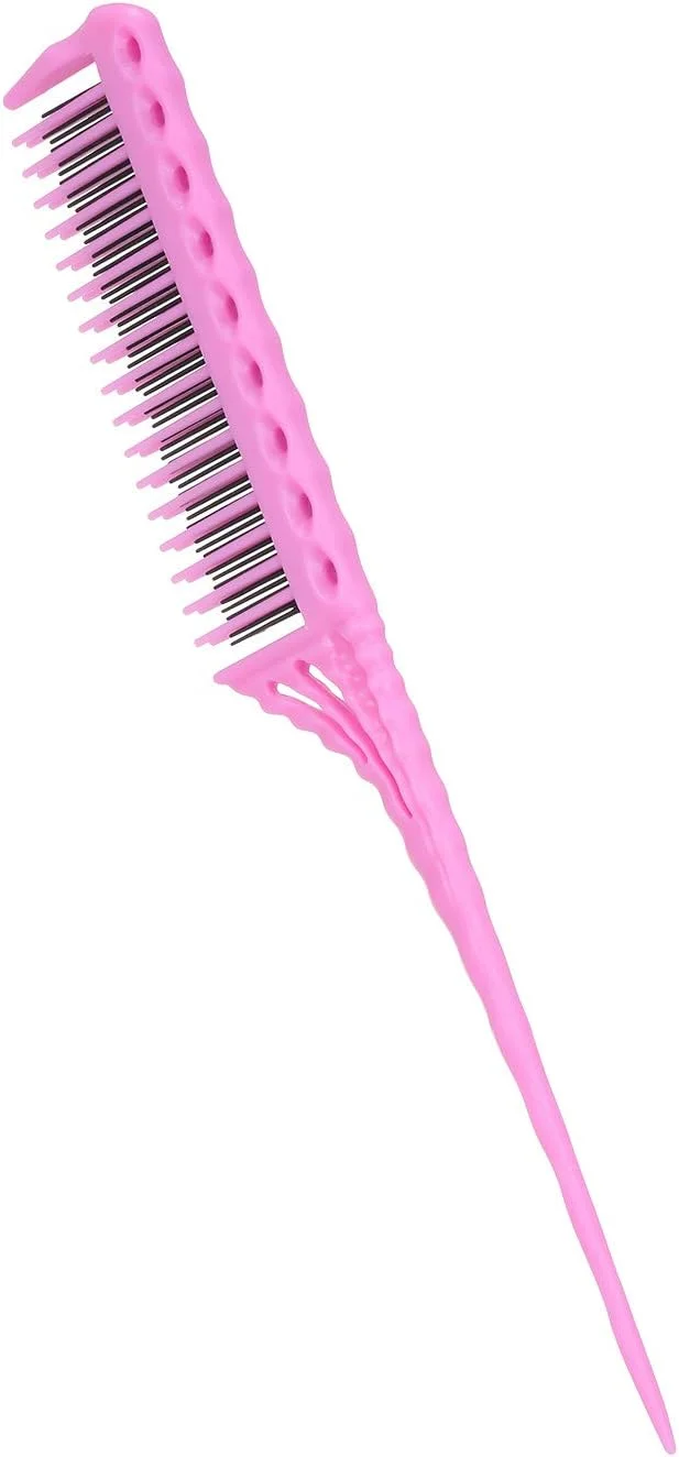 شانه پوش دهنده سه ردیفه دندانه ای، برس باز کننده گره مو و شانه دم موشی برای حجم دادن به مو و شانه های آرایشگری