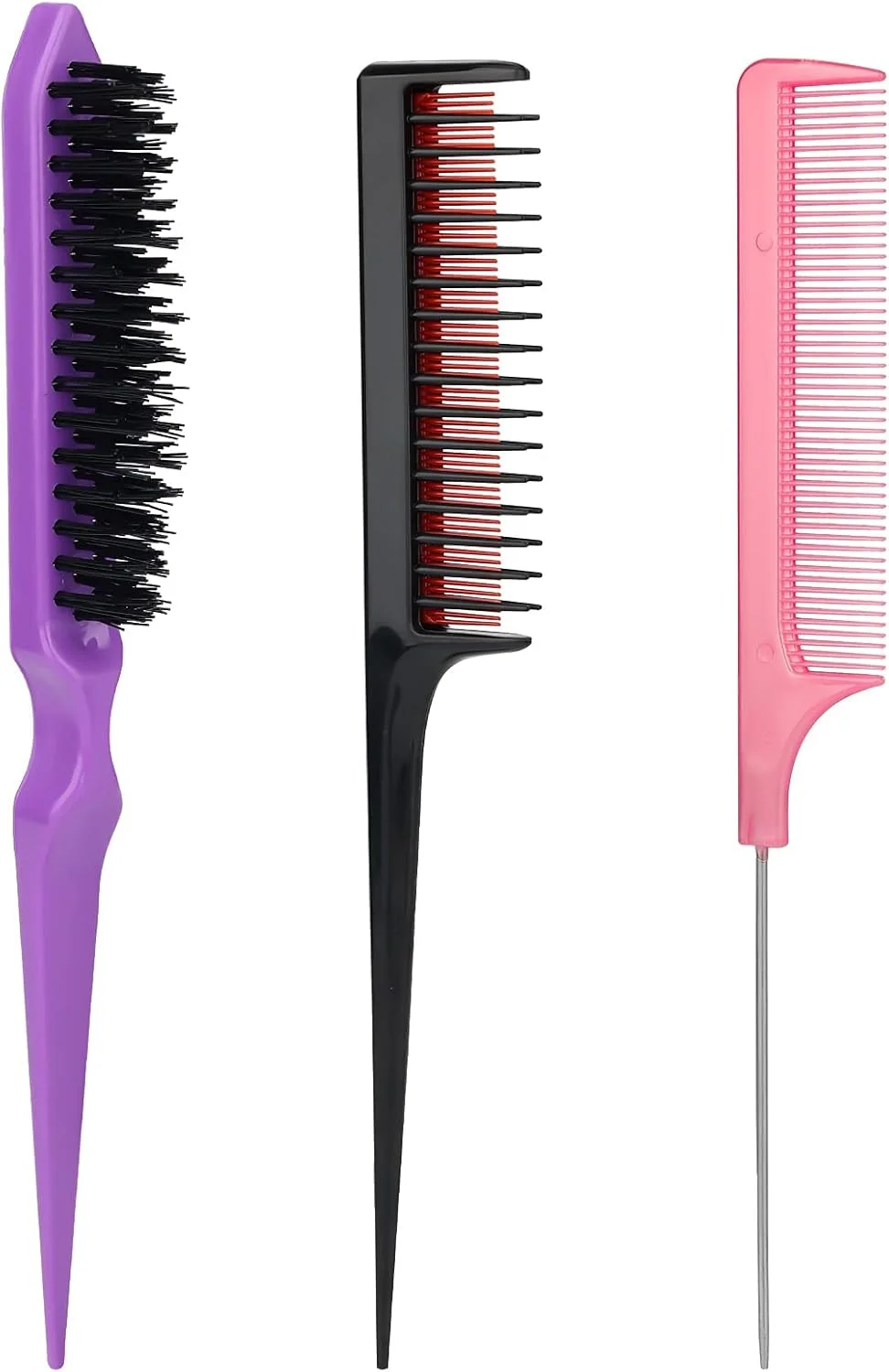 ست شانه پوش دهنده مو 3 عددی، شانه دم موشی حرفه ای برای حالت دادن به مو، شانه پوش سه تایی برای پوش دادن، صاف کردن، برس زدن، شانه کردن و حالت دادن به مو