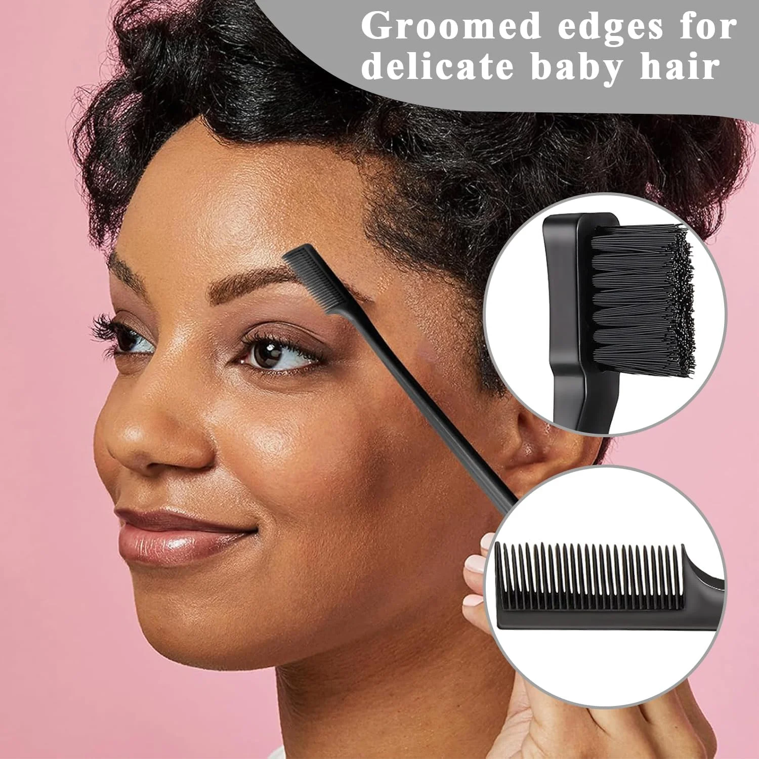 ست شانه حالت دهنده مو Slick، 3 تکه، شامل برس مویی پلاستیکی Slick، شانه دم موشی و برس دو طرفه برای مرتب کردن موها و حالت دادن به موهای وز (مشکی)