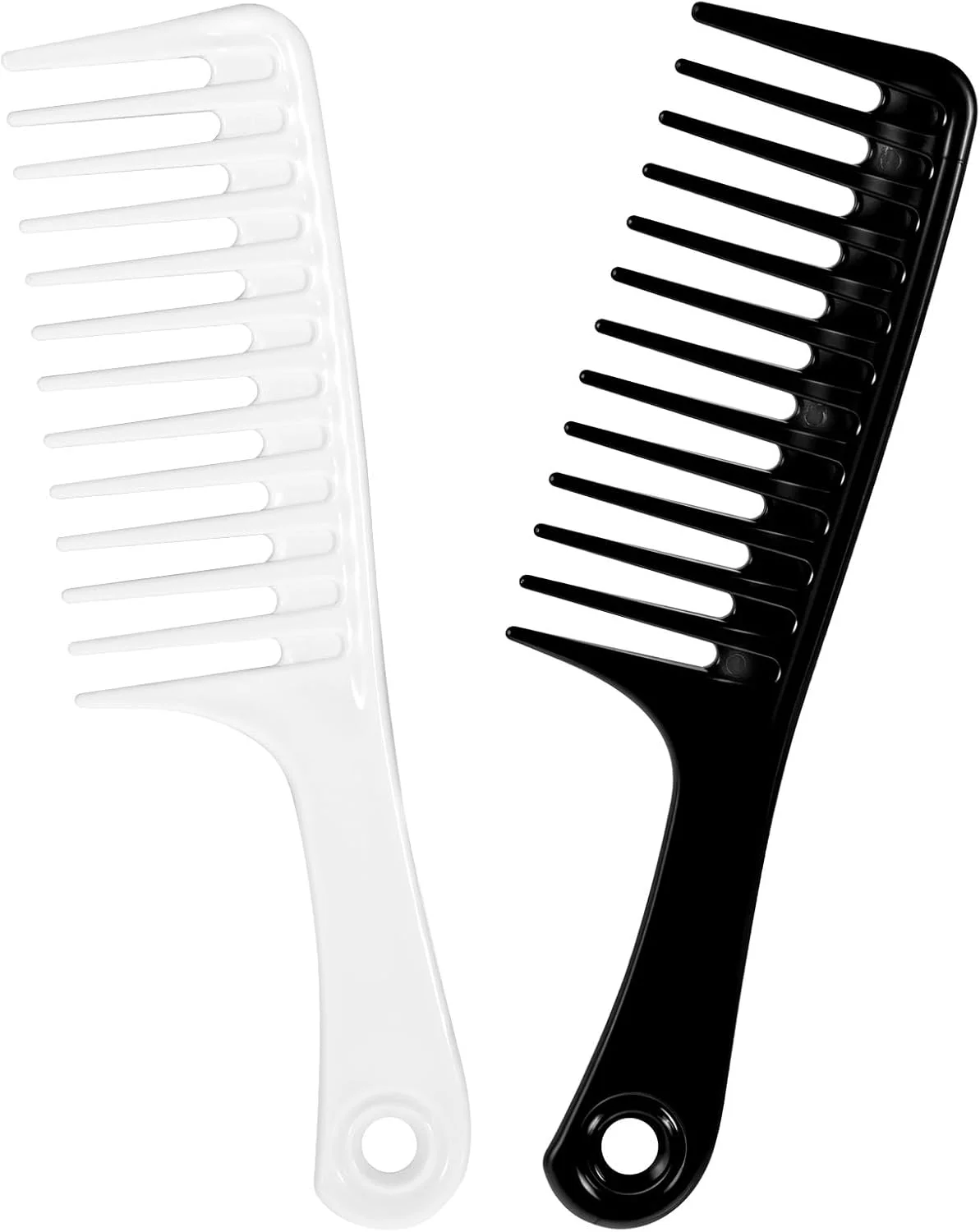 شانه دندانه پهن بزرگ 2 عددی، شانه حمام برای زنان برس موی فر شانه گره باز کن برس حالت دهنده مو ابزار آرایشگری برای زنان و مردان موهای بلند کوتاه مرطوب یا خشک (1 مشکی، 1 سفید)