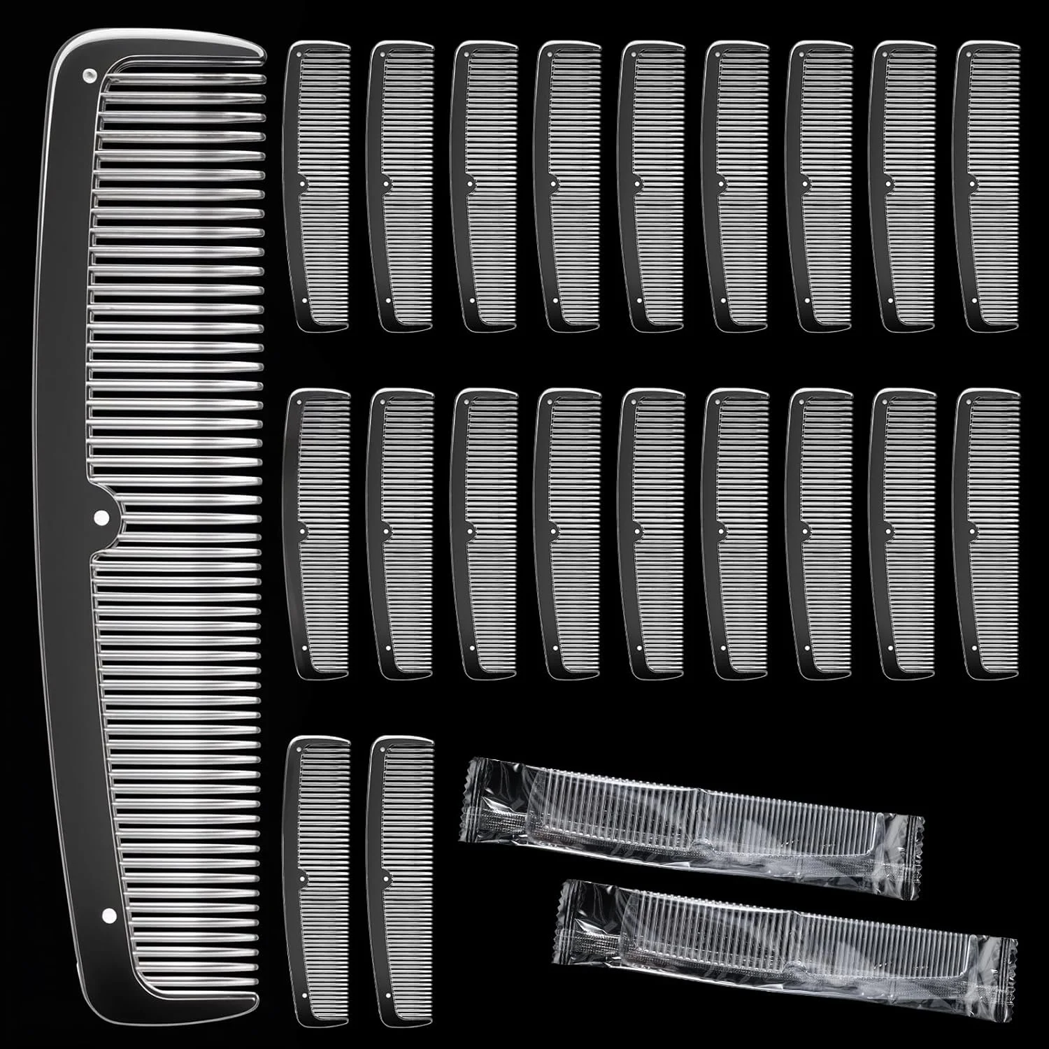 100 عدد شانه جیبی مردانه، شانه‌های پلاستیکی شفاف کوچک یکبار مصرف، شانه‌های مو با دندانه‌های پهن بسته‌بندی شده جداگانه، شانه با دندانه ریز، شانه‌های آرایشگری برای زنان، هتل، متل، خانواده، افراد بی‌خانمان، شانه ریش