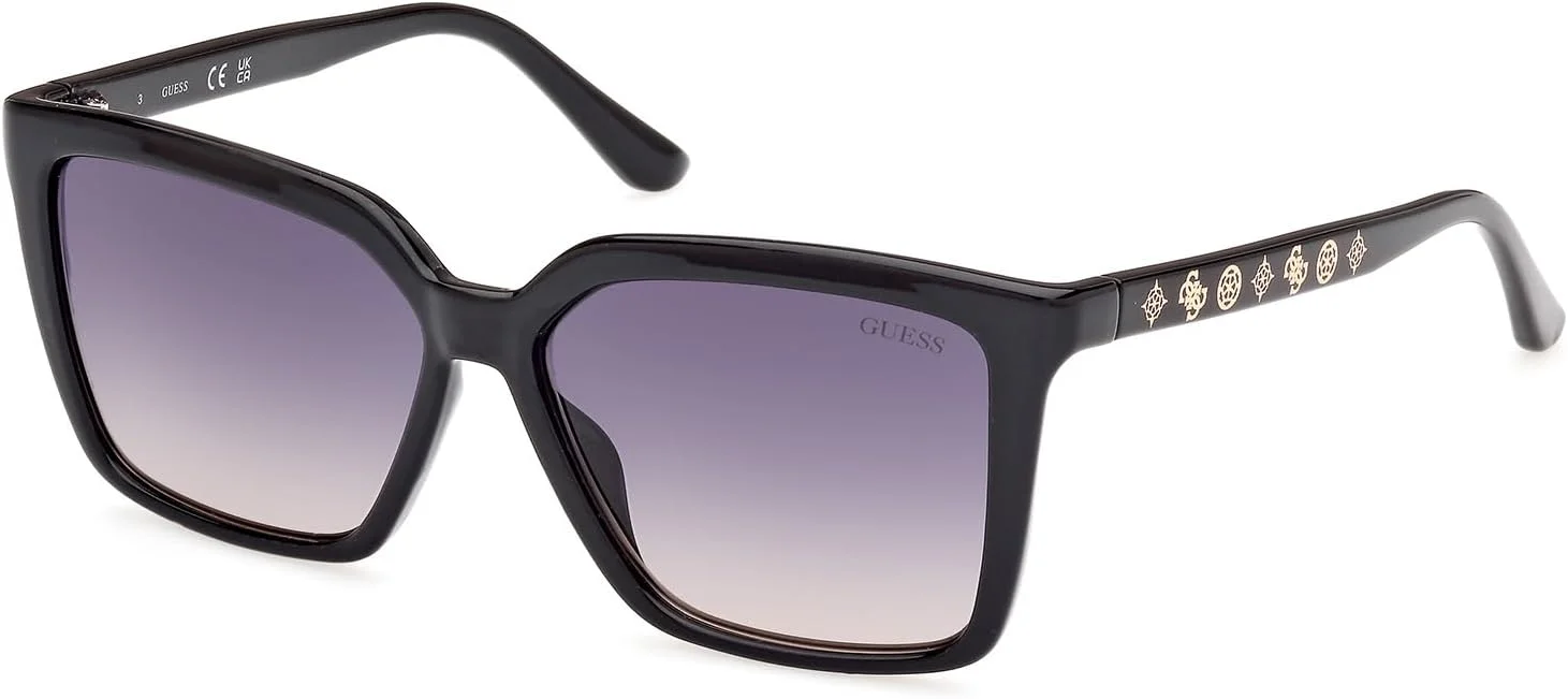 عینک آفتابی زنانه GUESS مدل GU0009901B55، مشکی براق، 55 میلی‌متر، محافظت در برابر اشعه UV