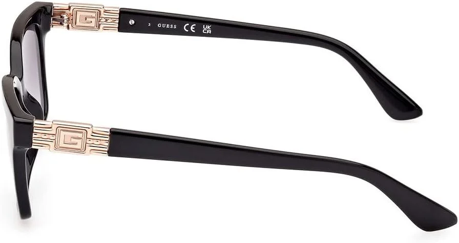 عینک آفتابی زنانه گس GU786901B53 با فریم مستطیلی کامل، عرض عدسی 53 میلی متر، مشکی براق/دودی گرادیان