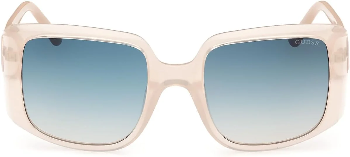 عینک آفتابی زنانه GUESS مدل GU0009725P53، عینک آفتابی تزریقی محافظت شده در برابر اشعه ماوراء بنفش، عاجی براق، 53 میلی متر