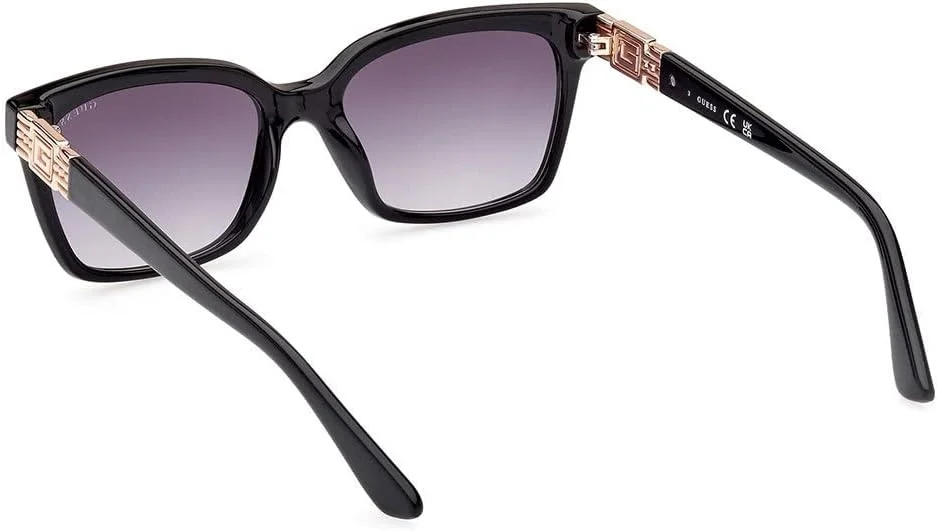 عینک آفتابی زنانه گس GU786901B53 با فریم مستطیلی کامل، عرض عدسی 53 میلی متر، مشکی براق/دودی گرادیان