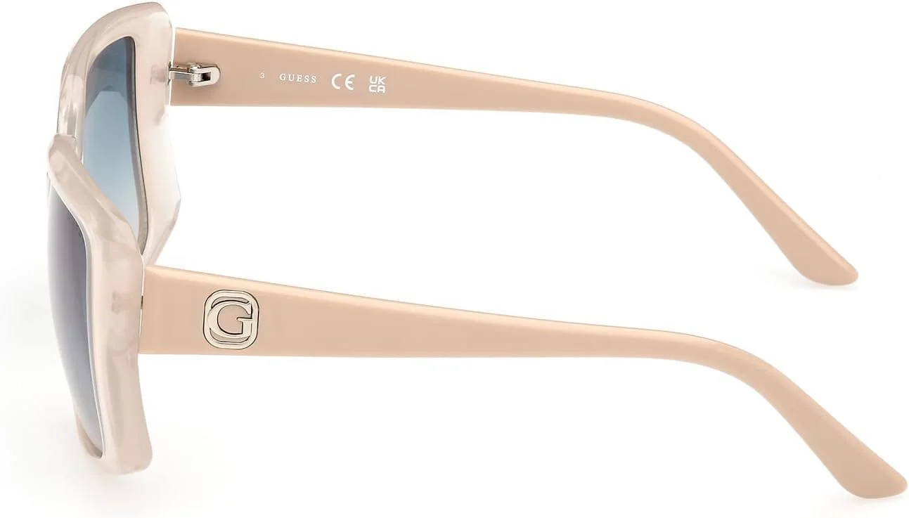 عینک آفتابی زنانه GUESS مدل GU0009725P53، عینک آفتابی تزریقی محافظت شده در برابر اشعه ماوراء بنفش، عاجی براق، 53 میلی متر