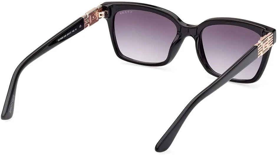 عینک آفتابی زنانه گس GU786901B53 با فریم مستطیلی کامل، عرض عدسی 53 میلی متر، مشکی براق/دودی گرادیان