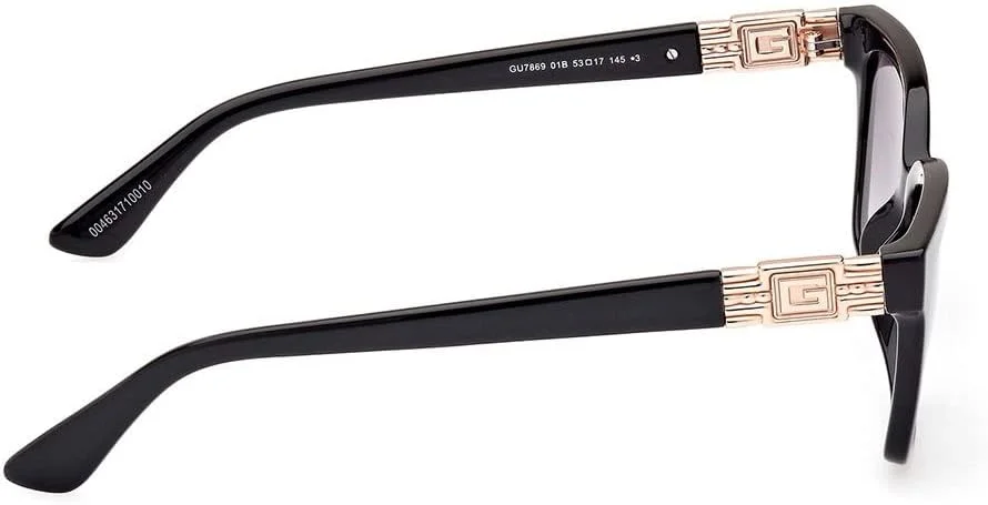 عینک آفتابی زنانه گس GU786901B53 با فریم مستطیلی کامل، عرض عدسی 53 میلی متر، مشکی براق/دودی گرادیان