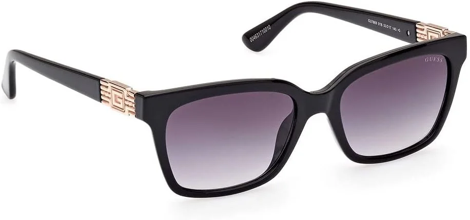 عینک آفتابی زنانه گس GU786901B53 با فریم مستطیلی کامل، عرض عدسی 53 میلی متر، مشکی براق/دودی گرادیان