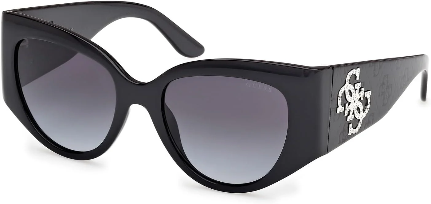 عینک آفتابی زنانه گربه ای مشکی براق GUESS