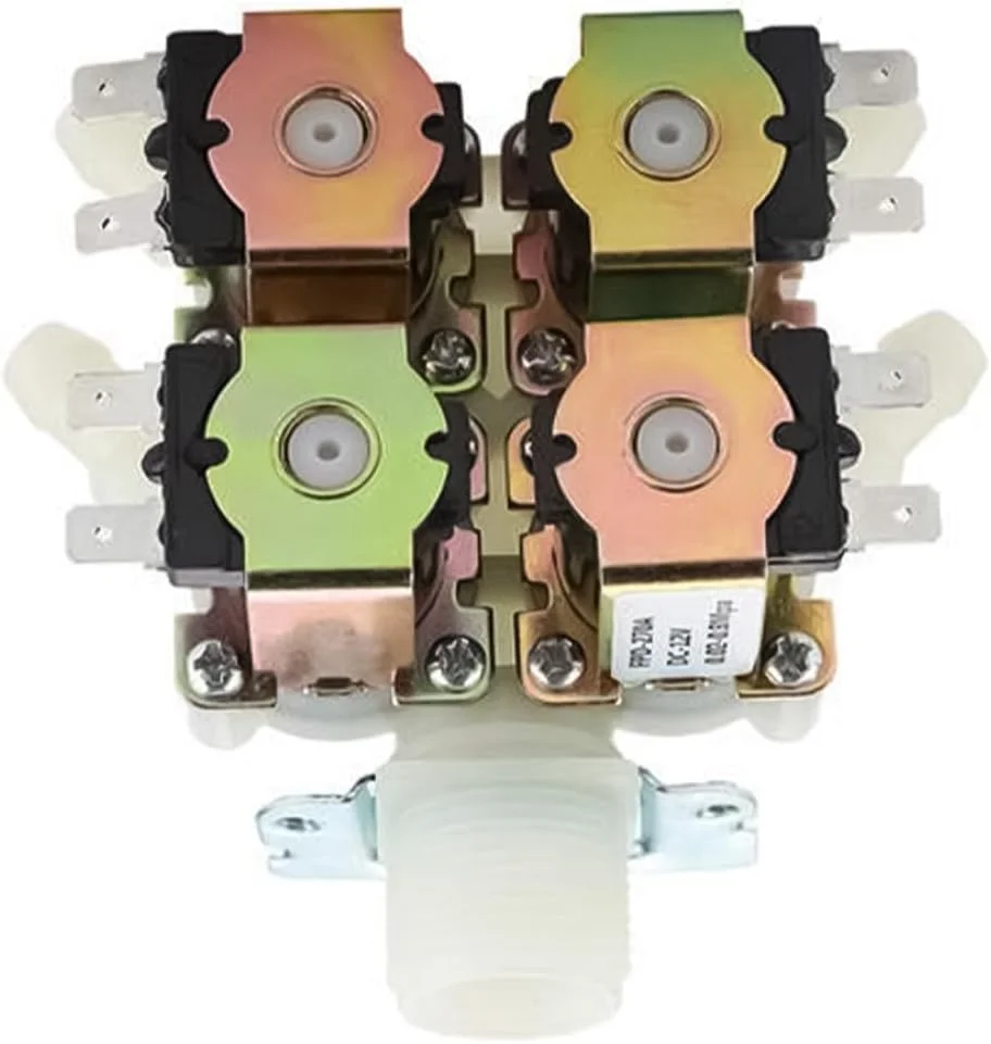 شیر برقی ایرون، 1 ورودی 4 خروجی، DC 12V، شیرهای برقی G3/4 اینچ، شیر الکترومغناطیسی پلاستیکی نرمال بسته برای سیستم های آبیاری و اتوماسیون خانگی