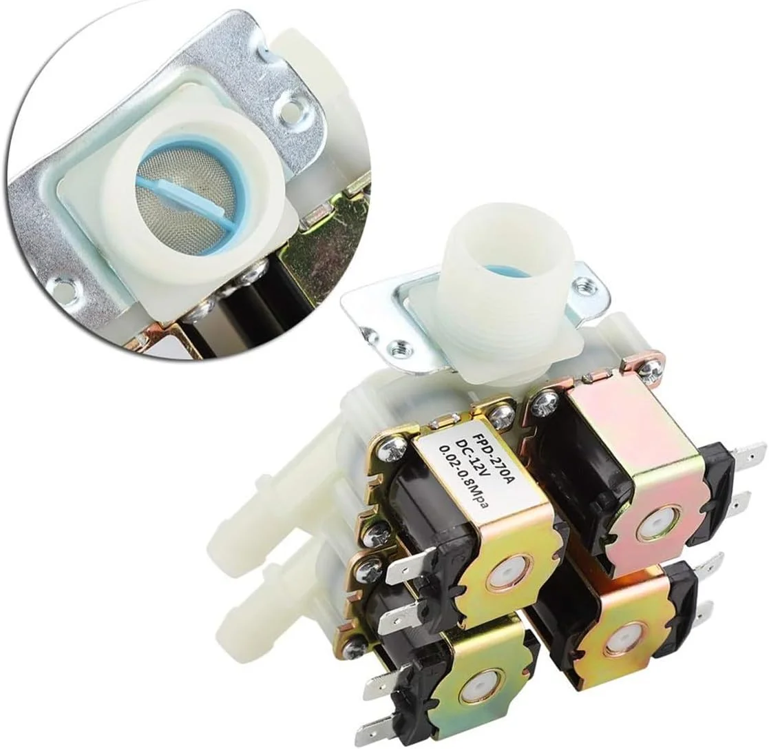 شیر برقی ایرون، 1 ورودی 4 خروجی، DC 12V، شیرهای برقی G3/4 اینچ، شیر الکترومغناطیسی پلاستیکی نرمال بسته برای سیستم های آبیاری و اتوماسیون خانگی