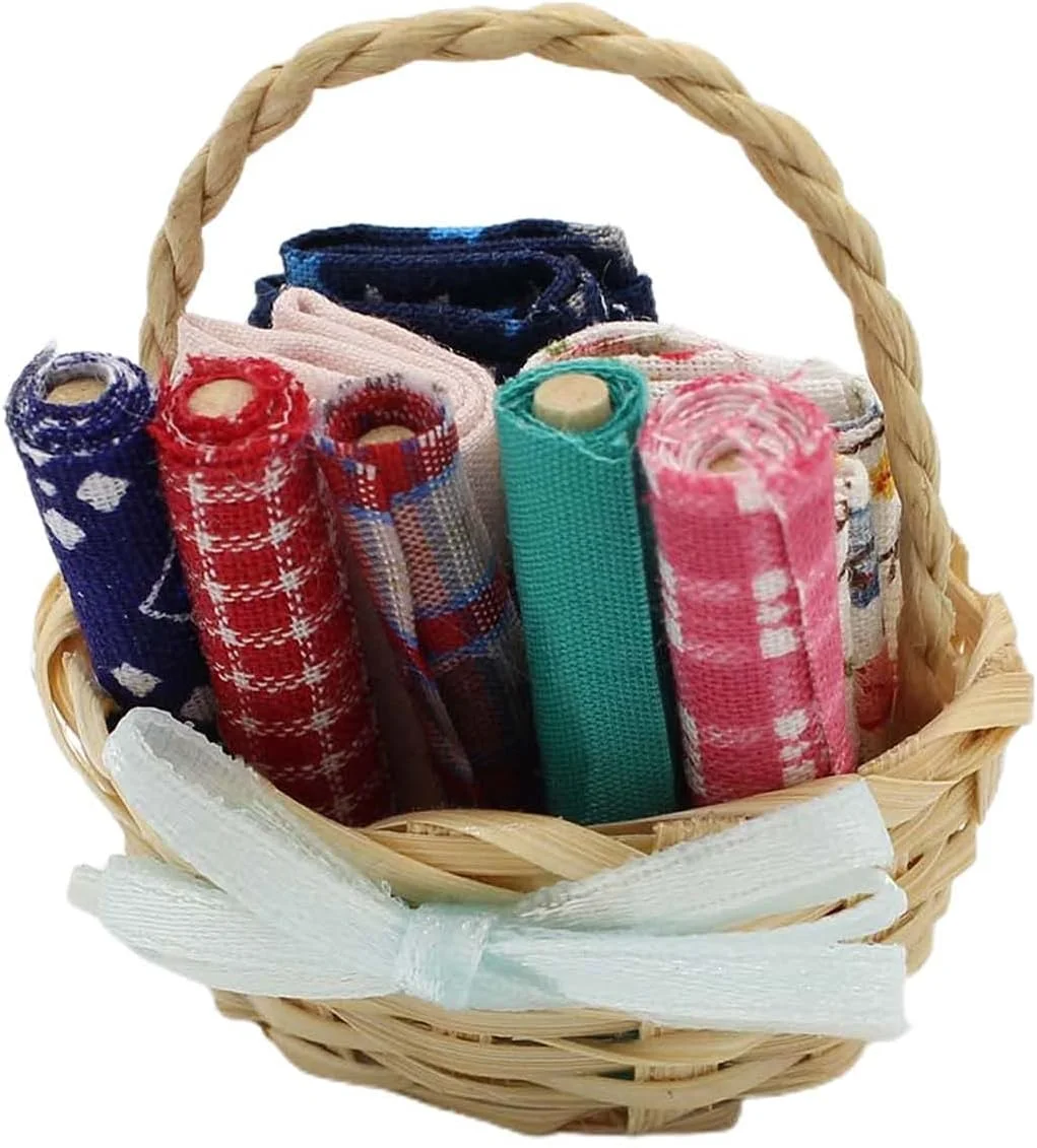 سبد پارچه ای مینیاتوری لوازم جانبی خانه عروسکی سبد پارچه ای مدل کیت خیاطی برای کودکان - A