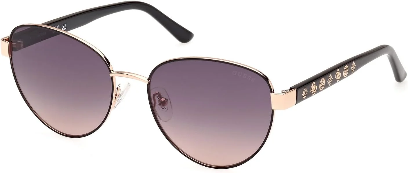عینک آفتابی زنانه GUESS مدل GU0010105B55 با محافظت UV، مشکی براق، 55 میلی متر