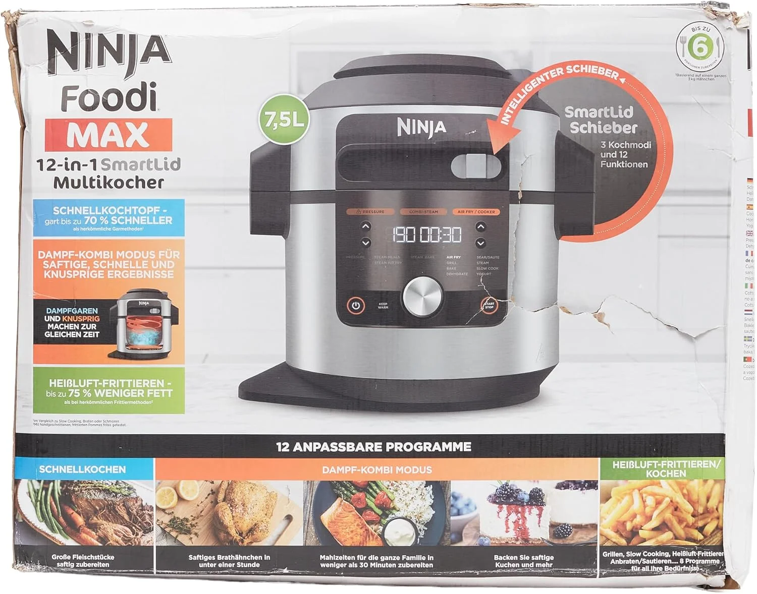 سرخ کن چندکاره نینجا Foodi MAX، SmartLid، 12 عملکرد پخت و پز در 1، 7.5 لیتر، چندکاره 12 در 1، پخت تحت فشار، سرخ کردن با هوا، پخت آرام و موارد دیگر، فولاد ضد زنگ، OL650EU سرخ کن چندکاره نینجا Foodi MAX، SmartLid، 12 عملکرد پخت و پز در 1، 7.5 لیتر، چندکاره 12 در 1، پخت تحت فشار، سرخ کردن با هوا، پخت آرام و موارد دیگر، فولاد ضد زنگ، OL650EU