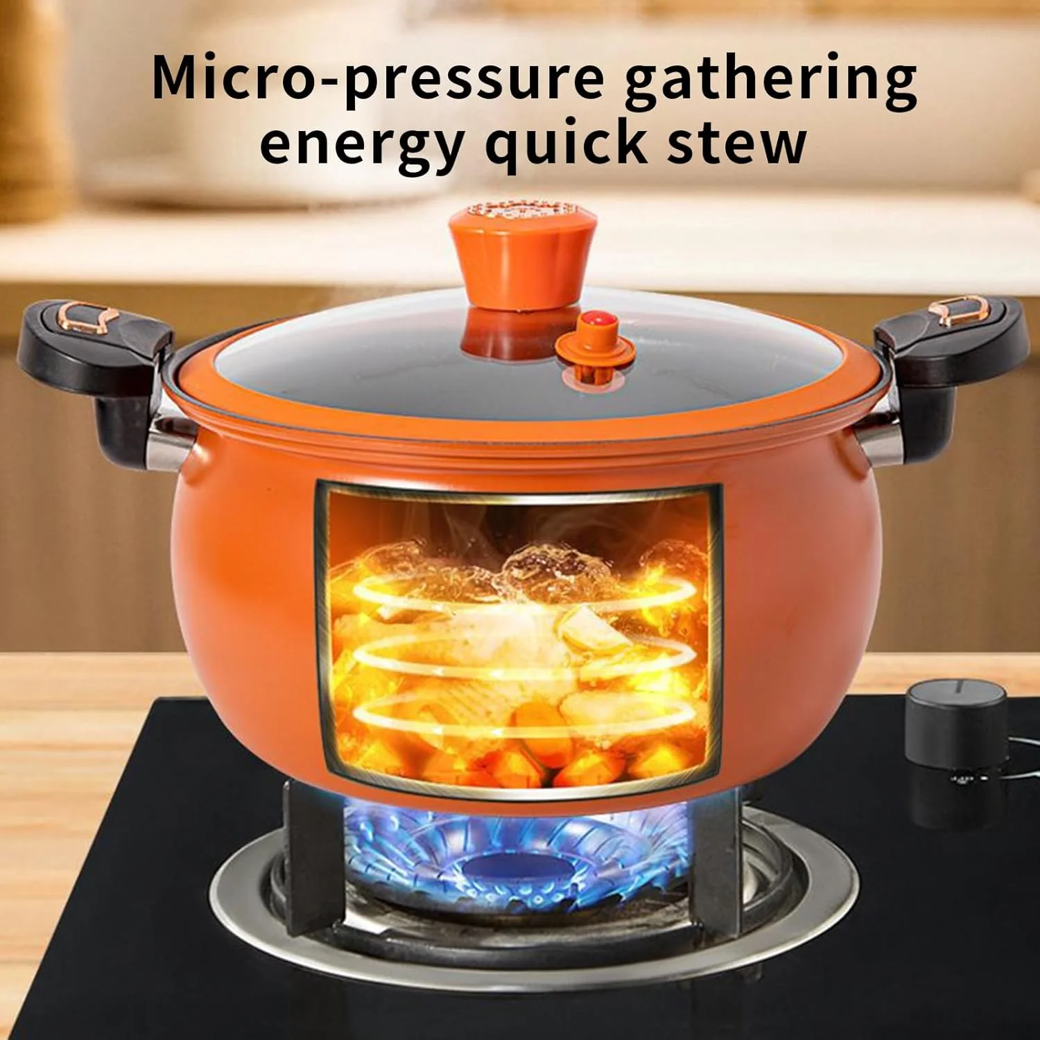 زودپز | قابلمه آشپزی - زودپز نچسب با حرارت دهی سریع به همراه درب شیشه ای برای پخت و پز خانگی، جوشاندن، خورشت و تهیه سوپ